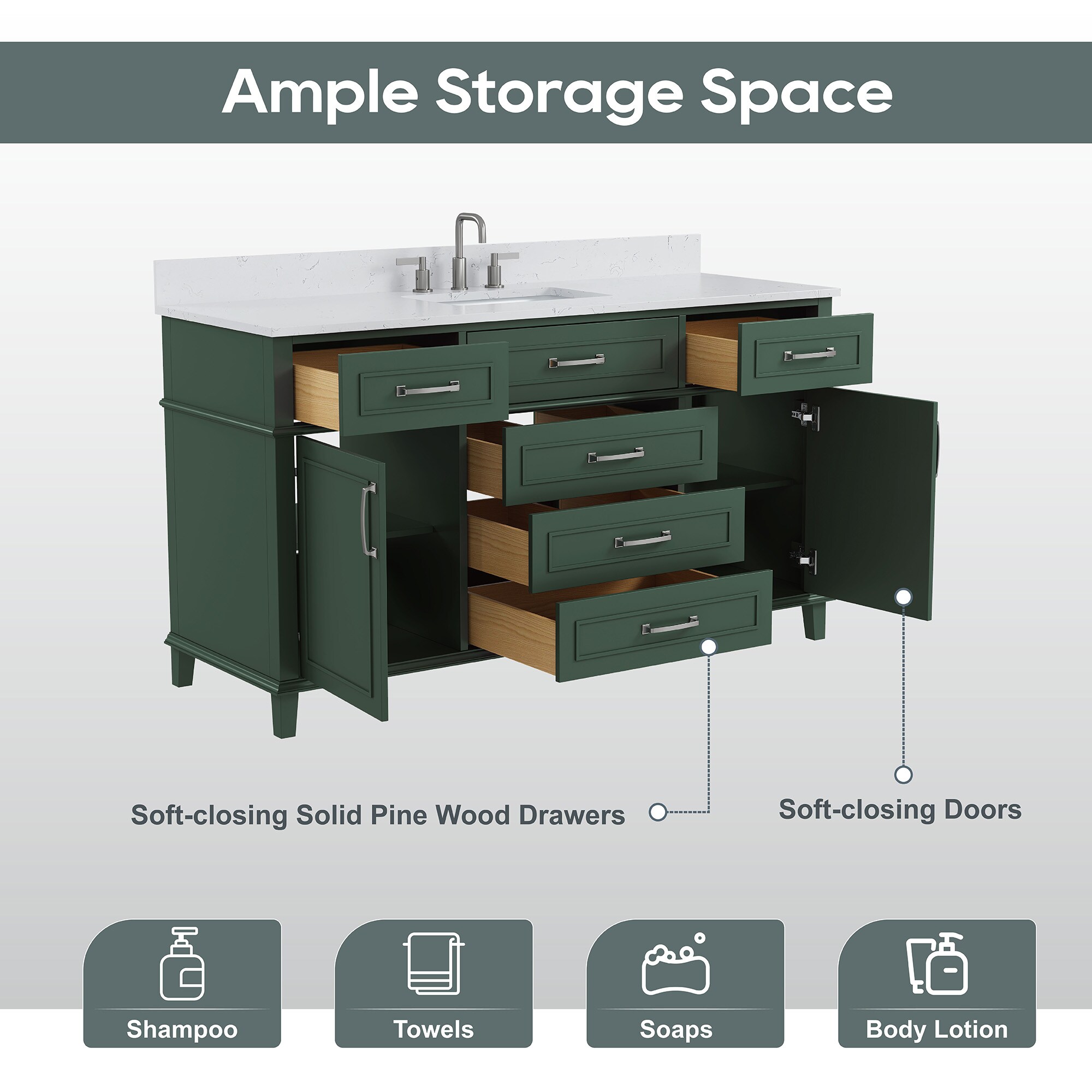 DELUXE LIVING V24026-60SG Bath-Vanity-Combo - View #11