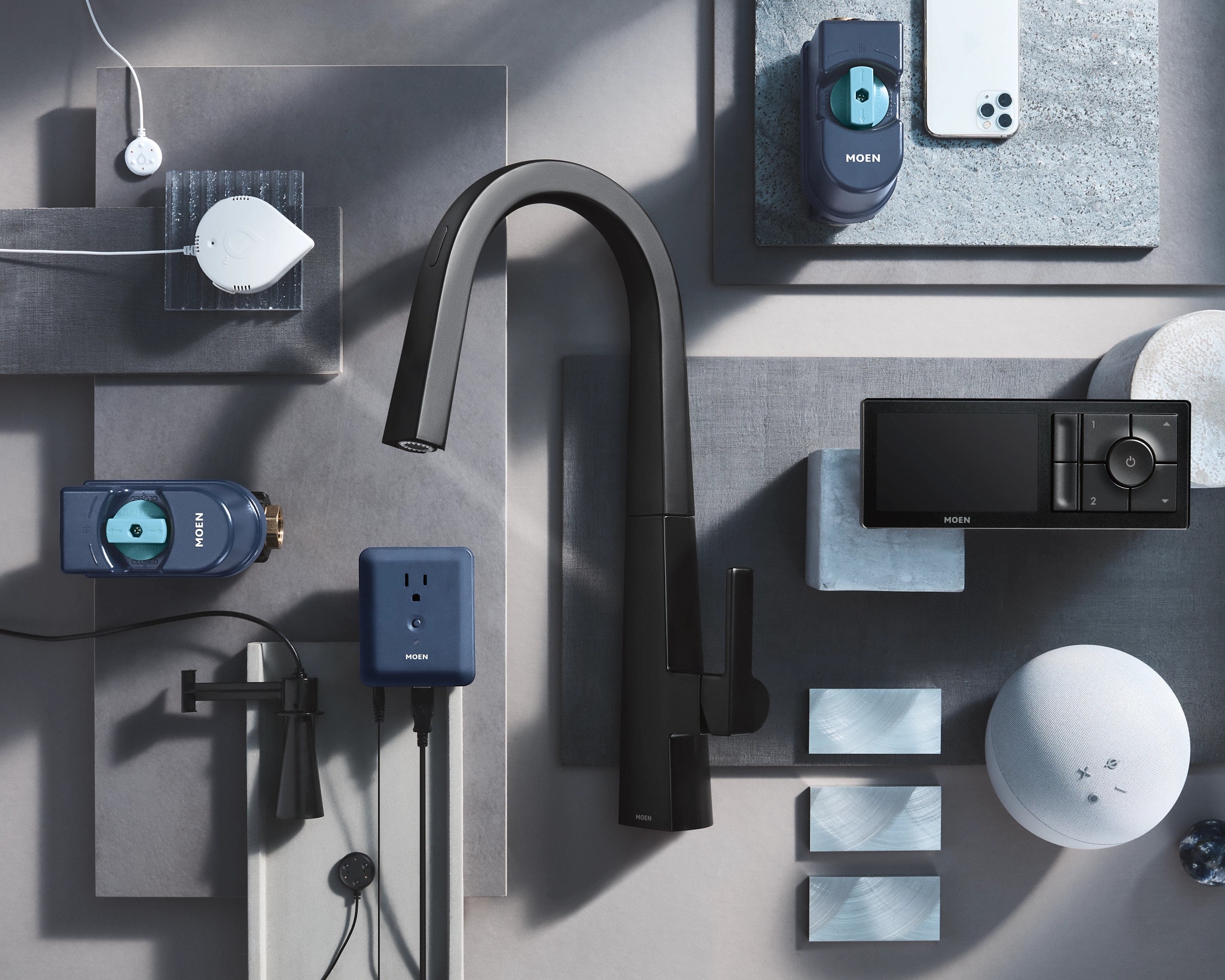 Matte Black Wall-Mounted Digital Shower Controller with LCD Screen