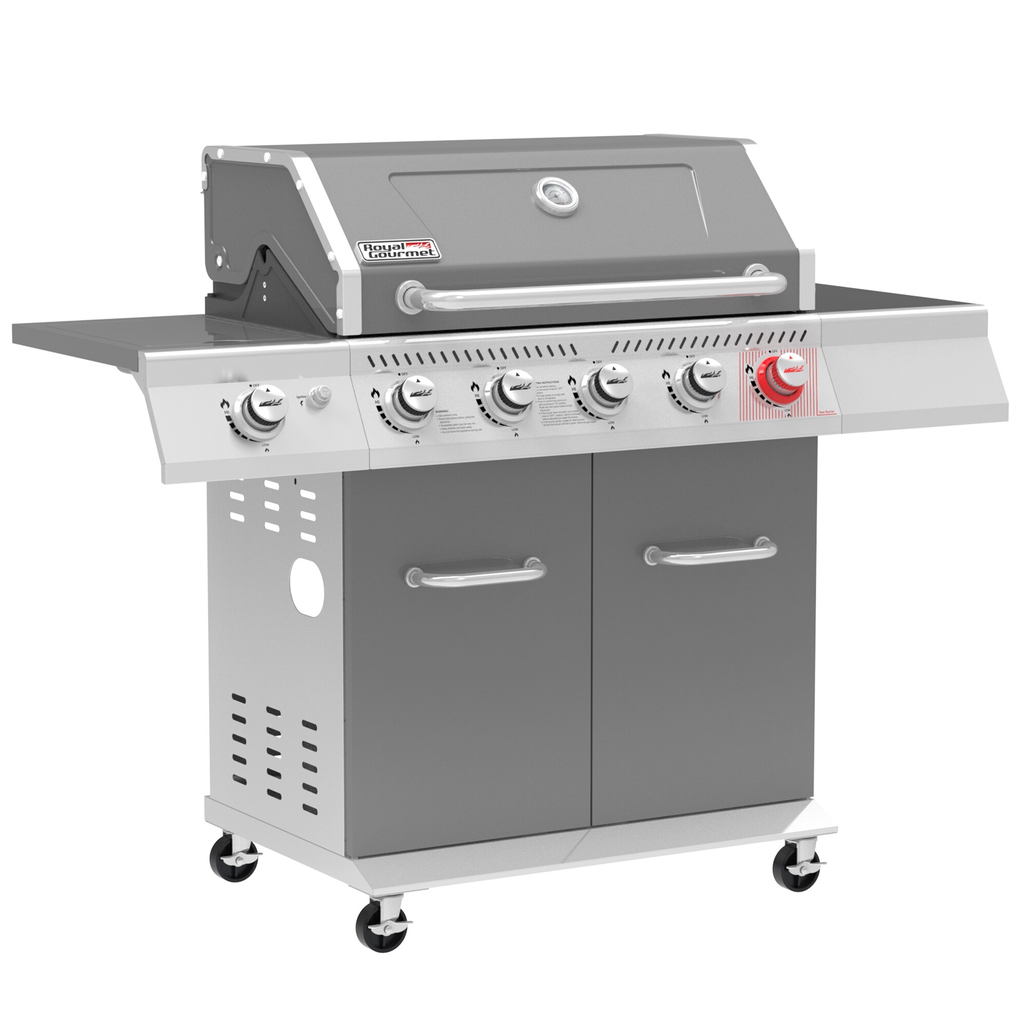 Royal Gourmet Cabinet Style Gray 5-Burner Liquid Propane Gas Grill with 1 Side Burner GA5404G Sansujyuku sansujyuku.com