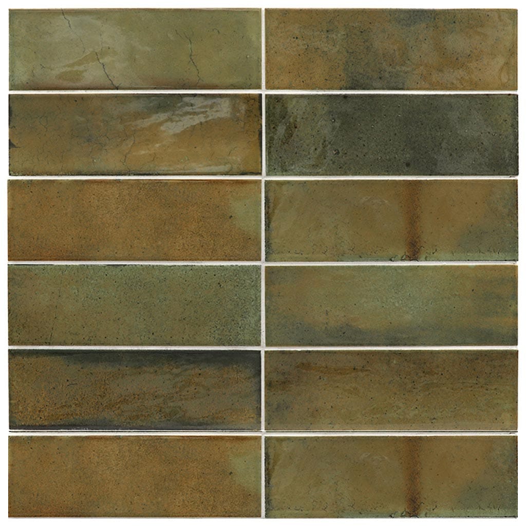 Apollo Tile MOD88OLV258A Antiek Olive Green 3-in x 8-in Glossy Ceramic Brick Look Floor and Wall Tile (5.38-sq. ft/ Carton)