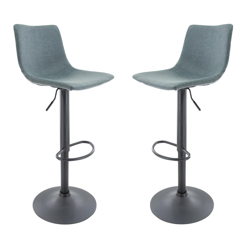 Leisuremod BG3213474 Tilbury Modern Adjustable Bar Stool With Footrest  360Degree Swivel Set of 2