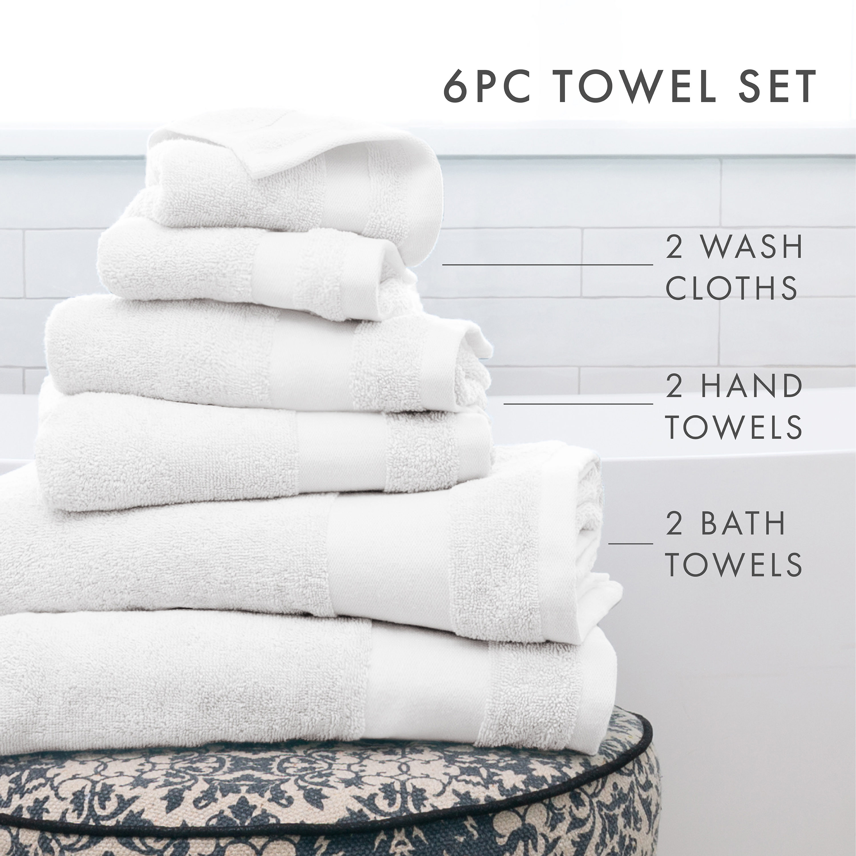 Bath Towel Classic Dobby  Bulk - Simple Life Rentals