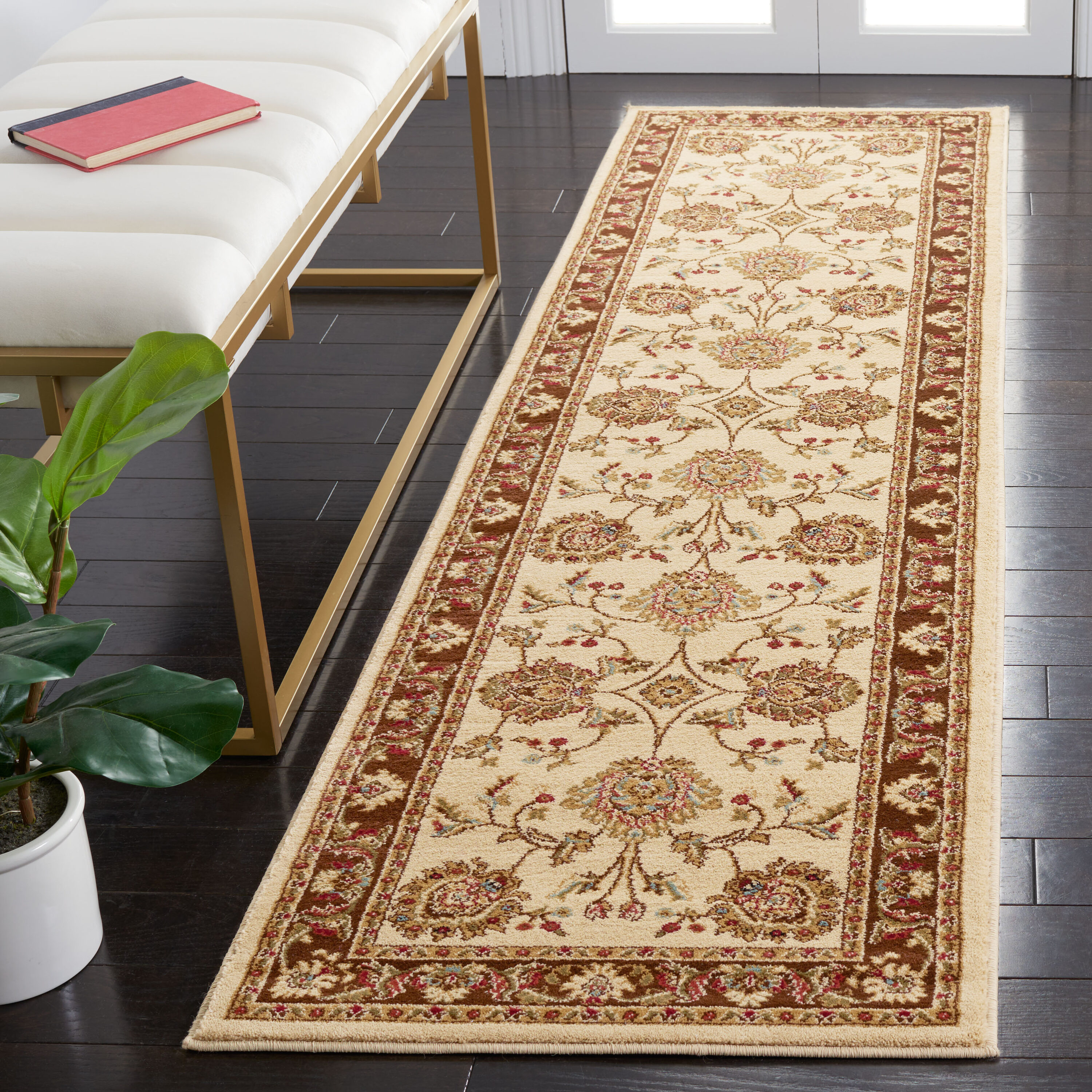 Safavieh LNH555-1225-212 Lyndhurst Sultanabad 2 x 12 (ft) Loomed Polypropylene Ivory/Brown Rectangular Indoor Floral/Botanical Oriental Runner rug