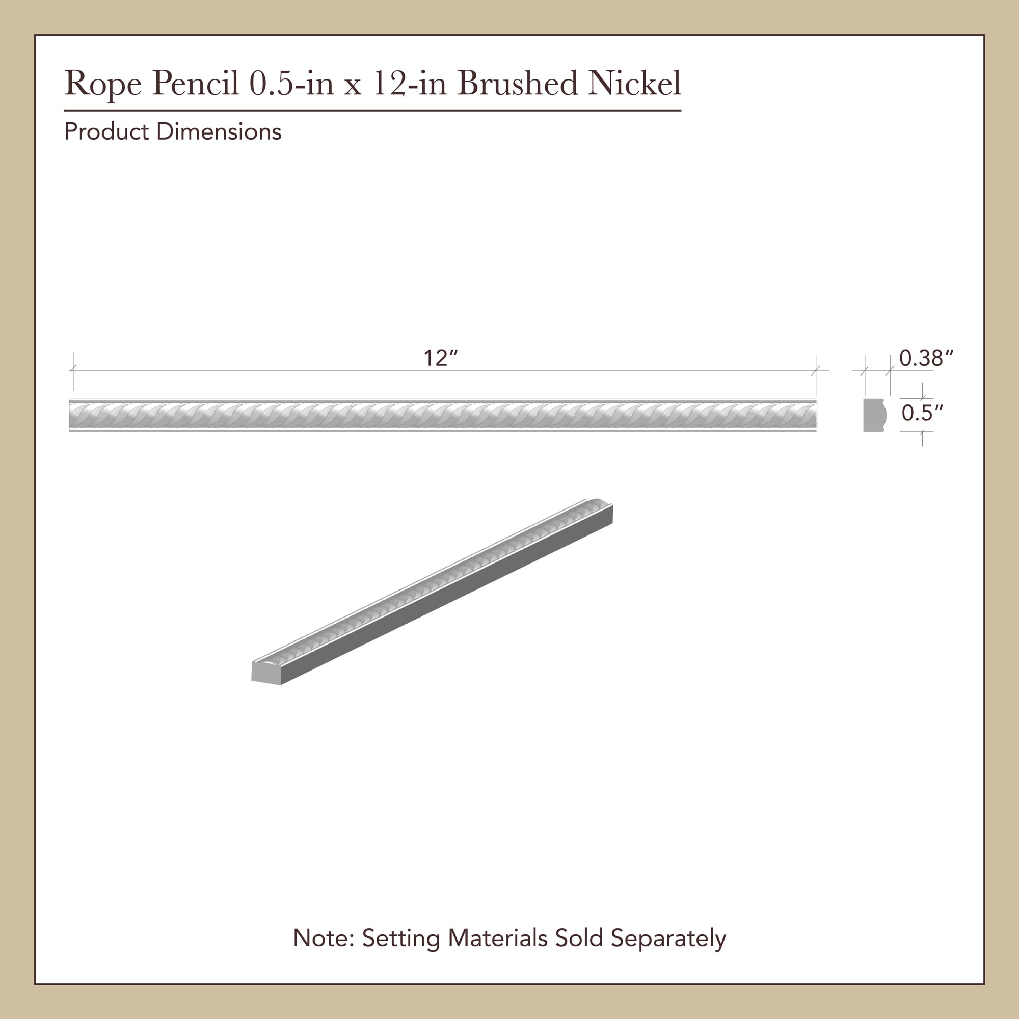 Somerset Collection Somerset Brushed Nickel Metal Pencil Liner Tile (5/8-in x 12-in)