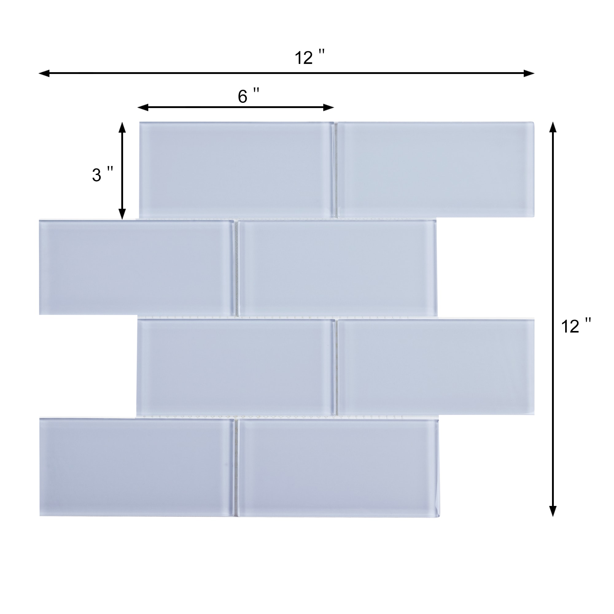 Moonlight Gray 3" x 6" Polished Glass Subway Tile