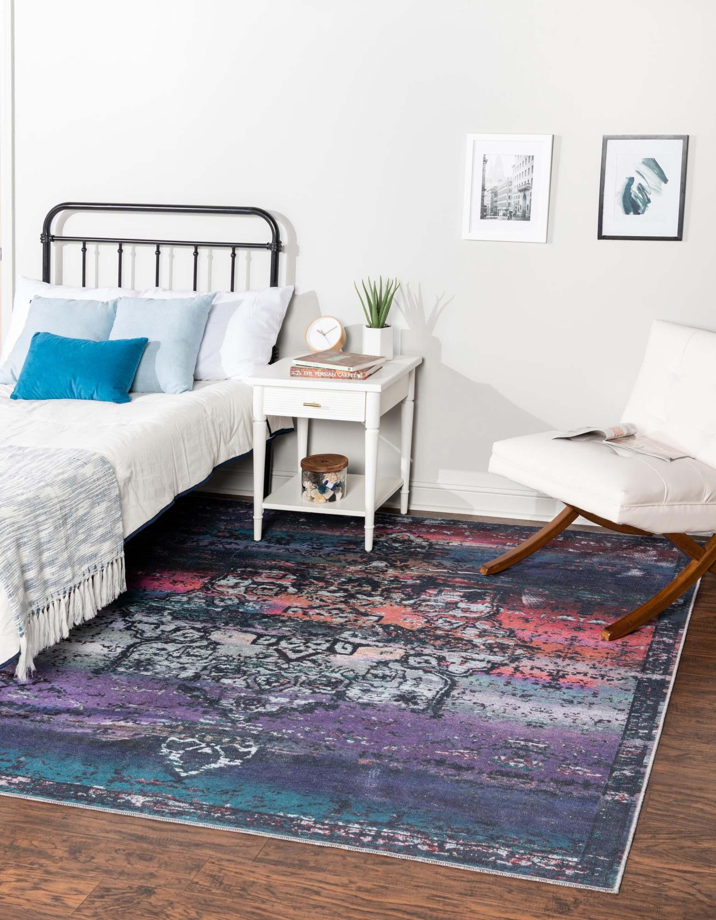Unique Loom 3166618 Renaissance 7 x 7 (ft) Loomed Polyester Multi Blue Washable Square Indoor Medallion Area rug