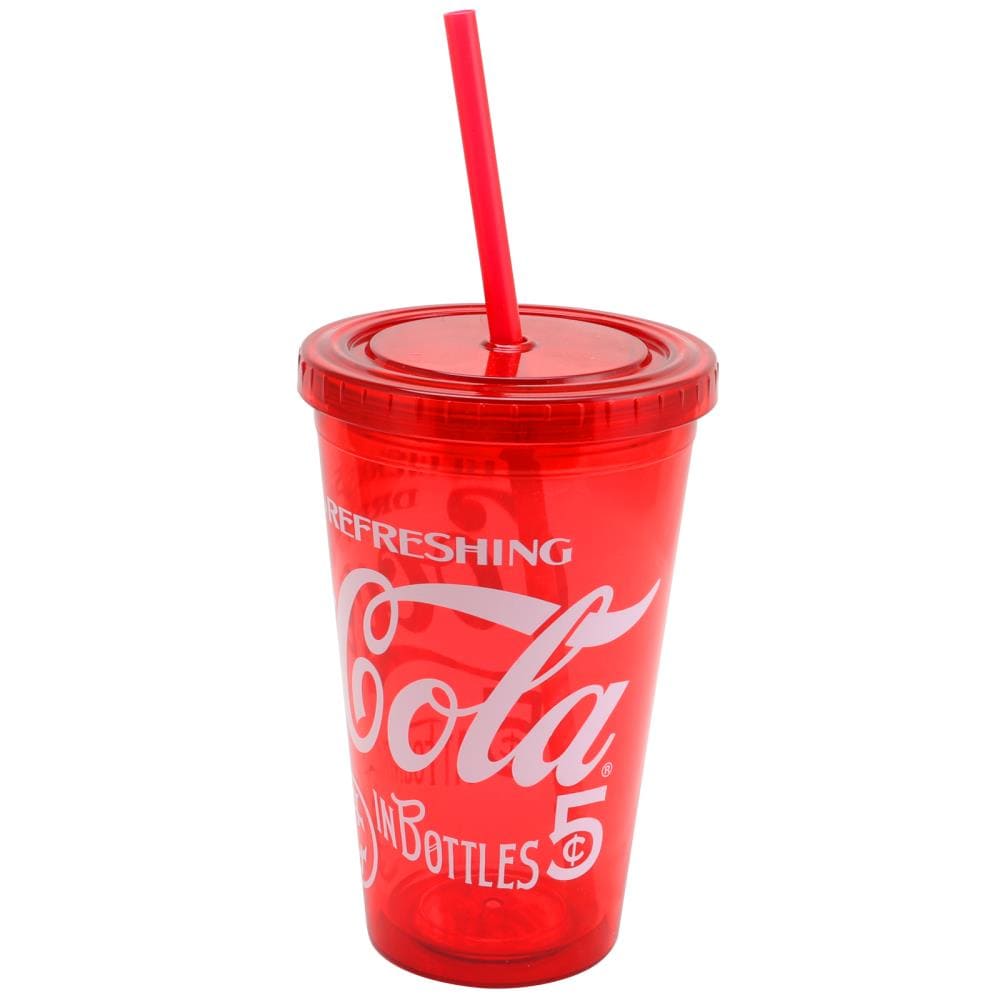 Coca-Cola Glass Straw Dispenser with Metal Lid, Small 
