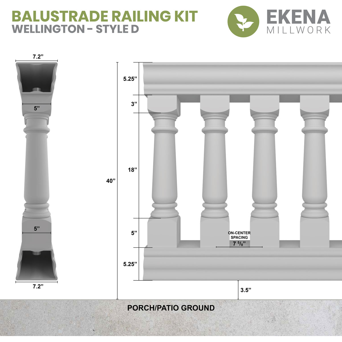 Ekena Millwork BALK40X156WED railings - View #2