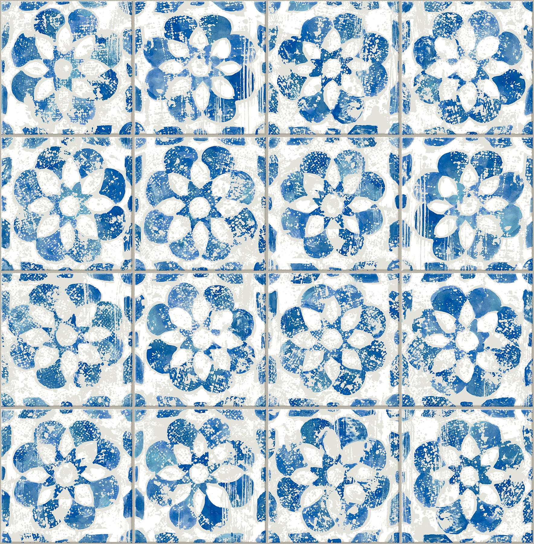 Advantage 2980-26192 Splash 56.4-Sq. Feet Blue Non-woven Tile Unpasted Wallpaper