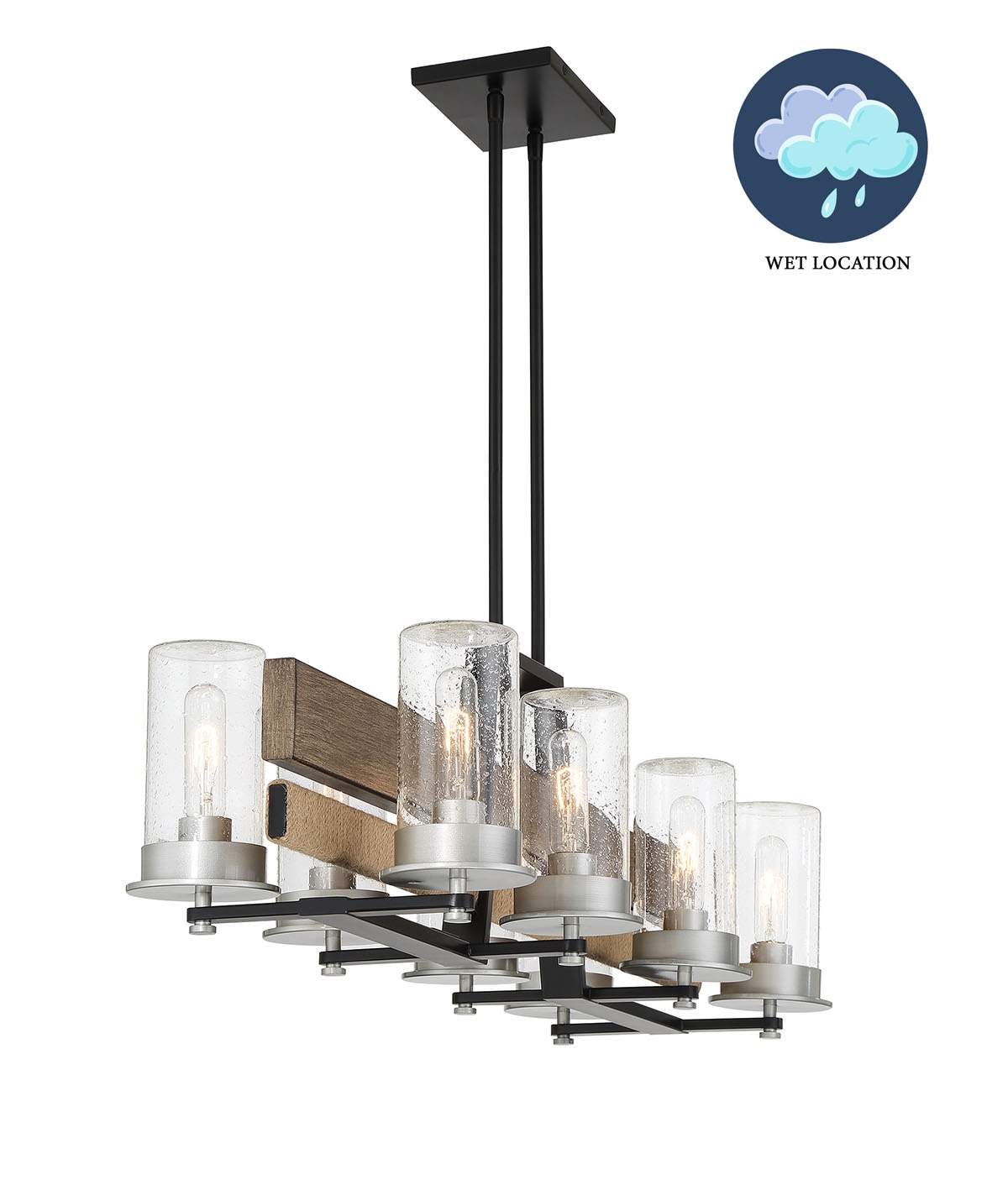 Silver Creek 8-Light Brushed Nickel and Glass Island Chandelier