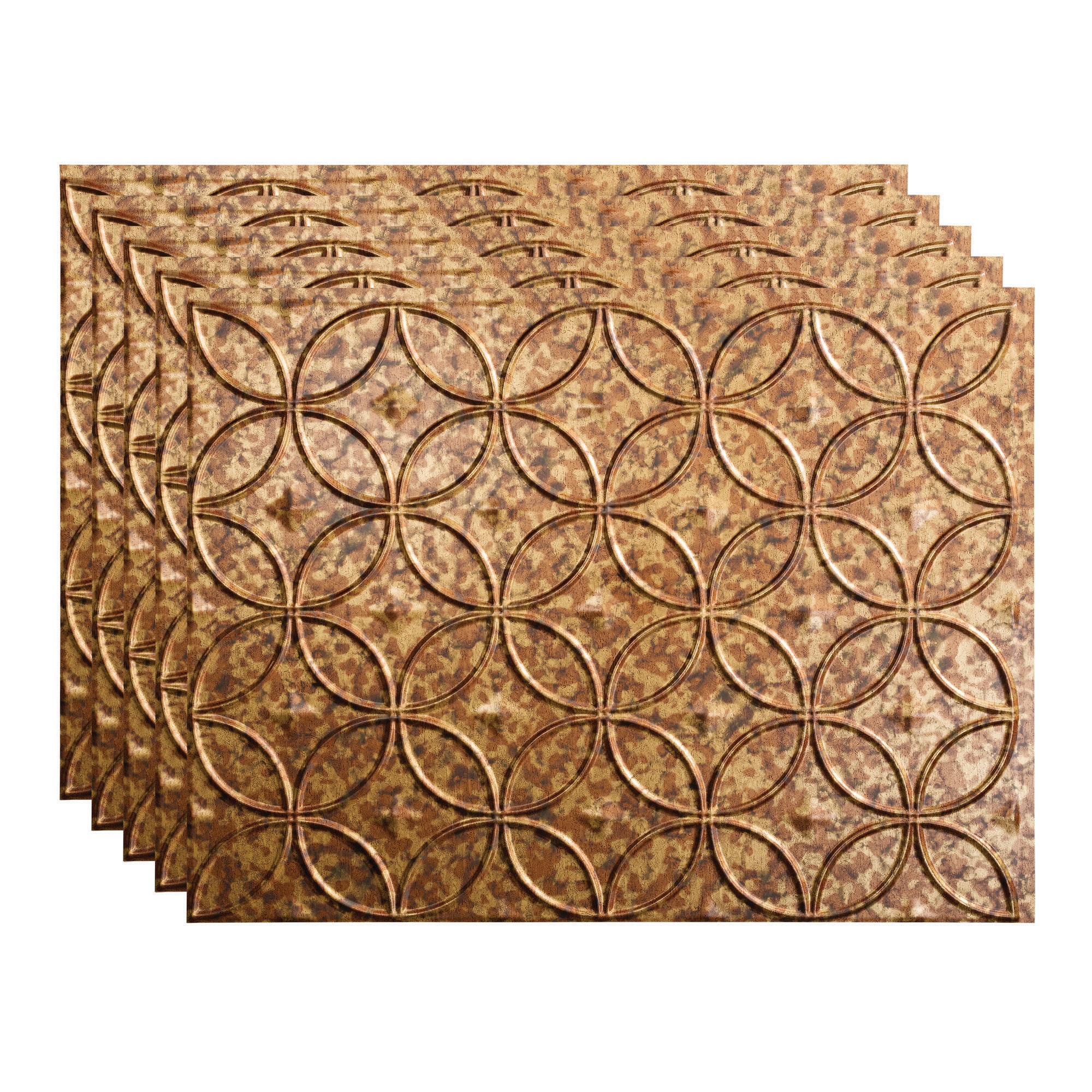Fasade PB6119 Rings 18.25-in x 24.25-in Vinyl Cracked Copper Backsplash Panels 5.0 -Pack