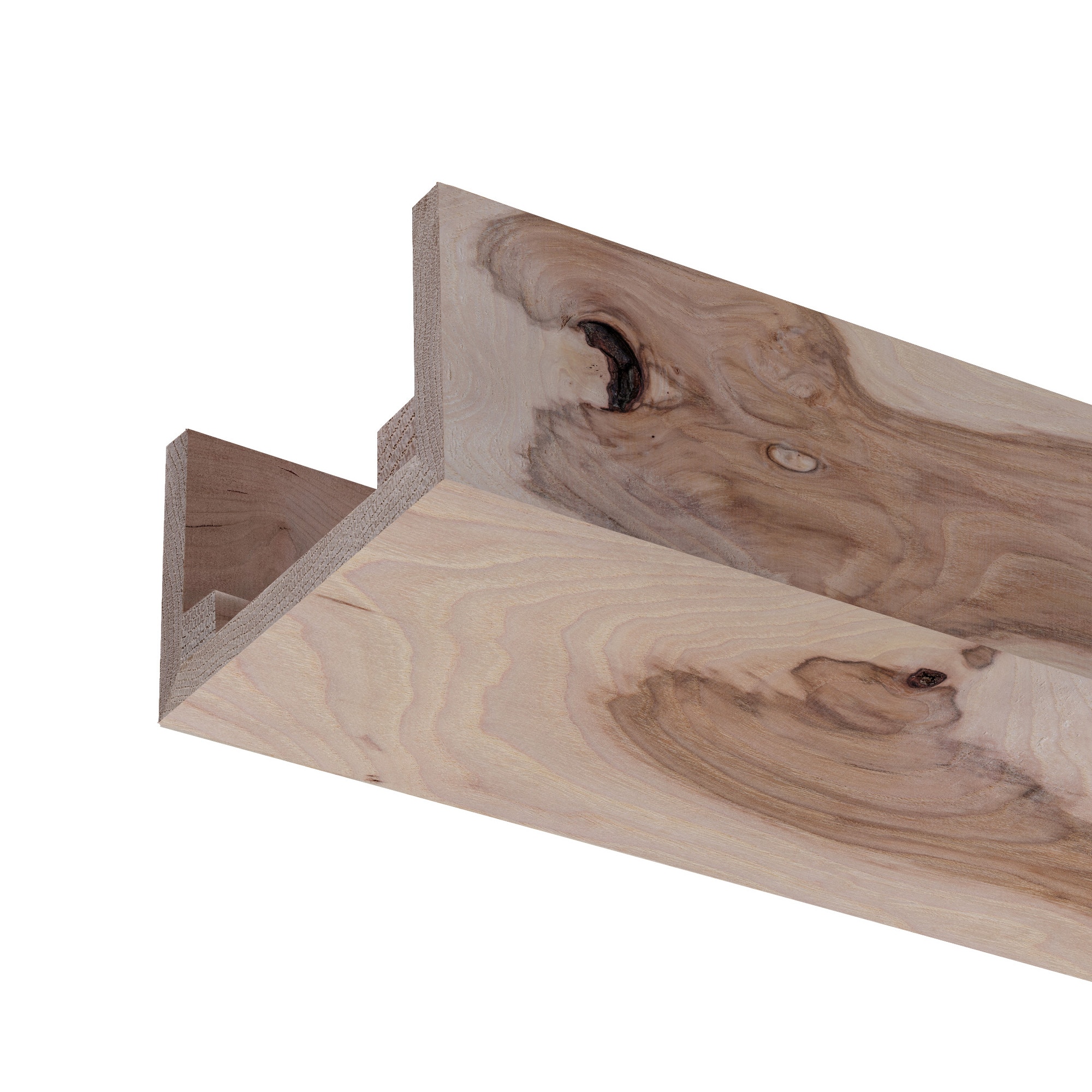 Ornamental Mouldings BEAMRUS02-92HIC5X3 3-in x 5-1/2-in x 7-2/3-ft Rustic Hickory Unfinished Wood U-Shaped Decorative Beam