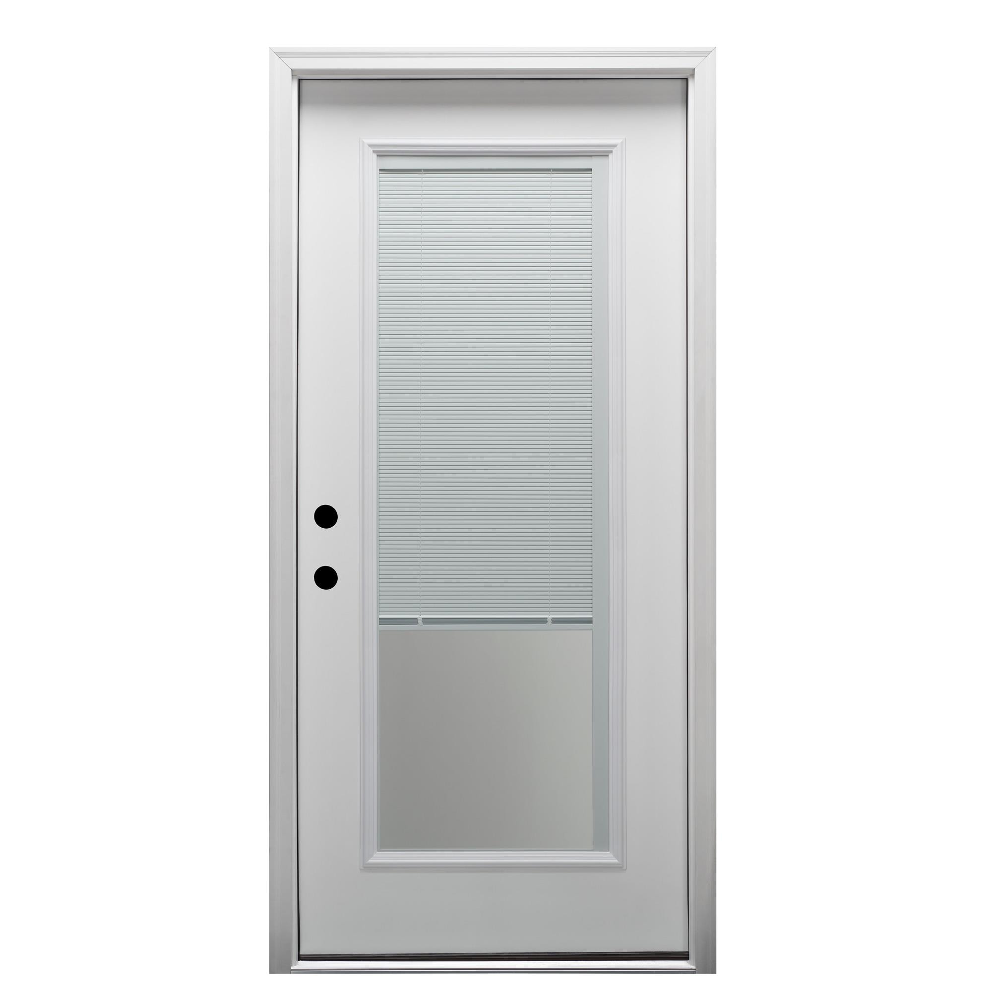 Primed Fiberglass Prehung Front Entry Door Verona Home Design Door Orientation: Right Hand/Inswing, Door Size: 81.75 H x 30 W x 4.56 D
