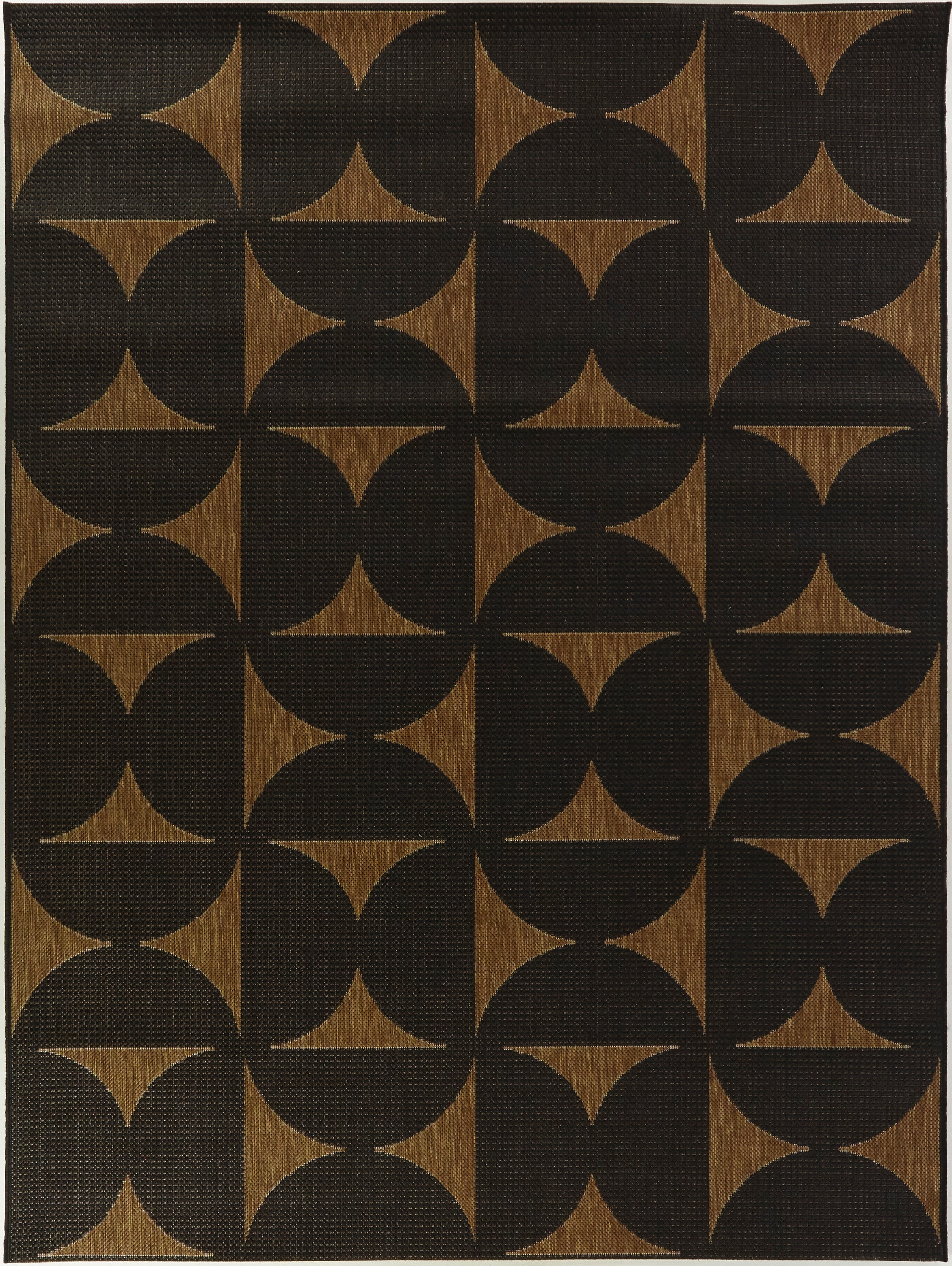 Nielsen Black and Tan Geometric Synthetic Indoor/Outdoor Rug 5' x 7'
