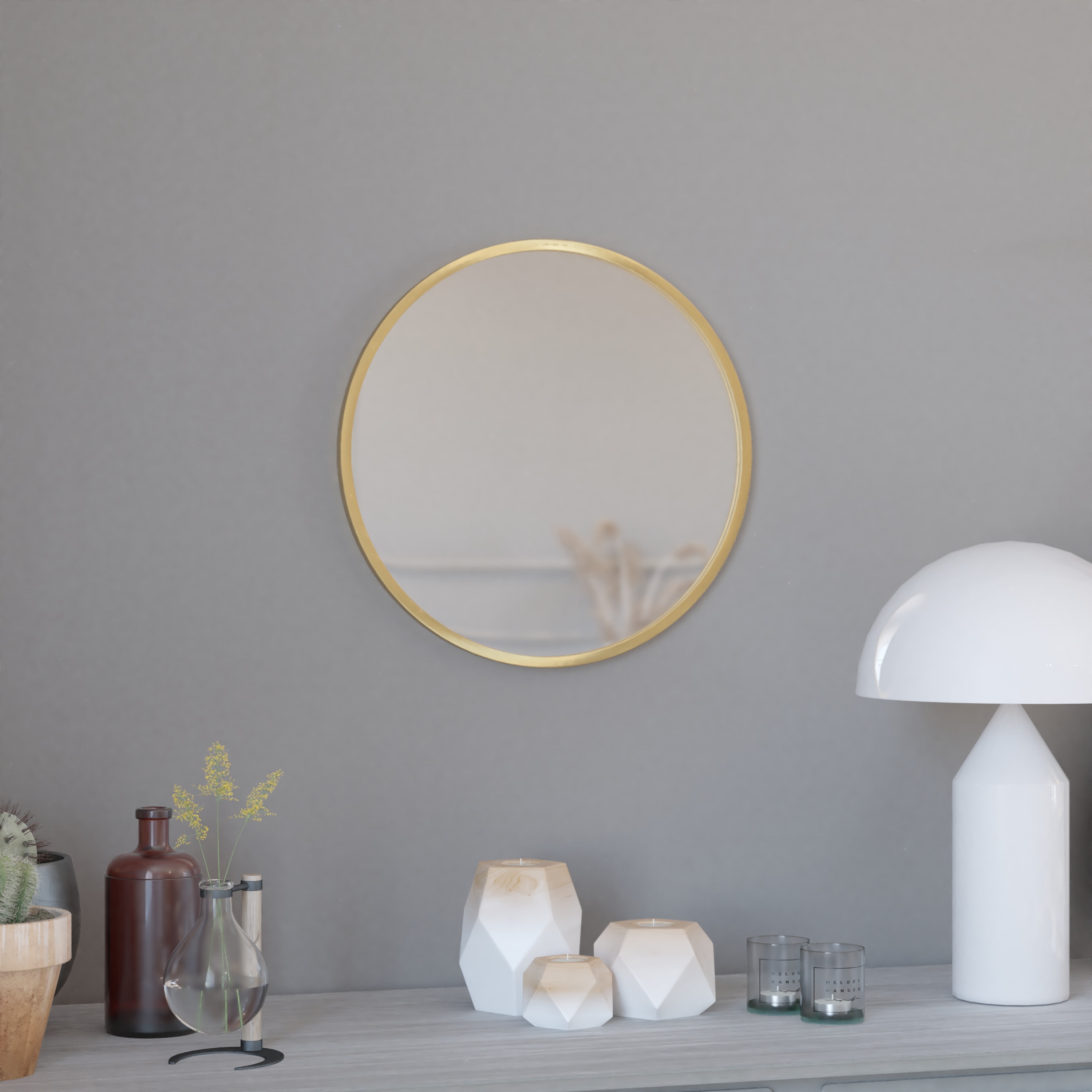 Merrick Lane Monaco 20-in Round Accent Wall Mirror in Black with Metal Frame for Bathroom; Vanity; Entryway; Dining Room; and Living Room #196861037894
