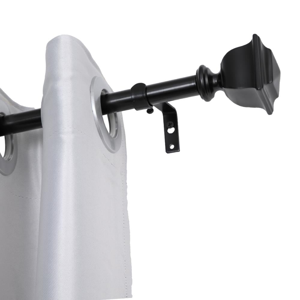 Utopia Alley D102Z 28-in to 48-in Black Iron Single curtain rod with Finials