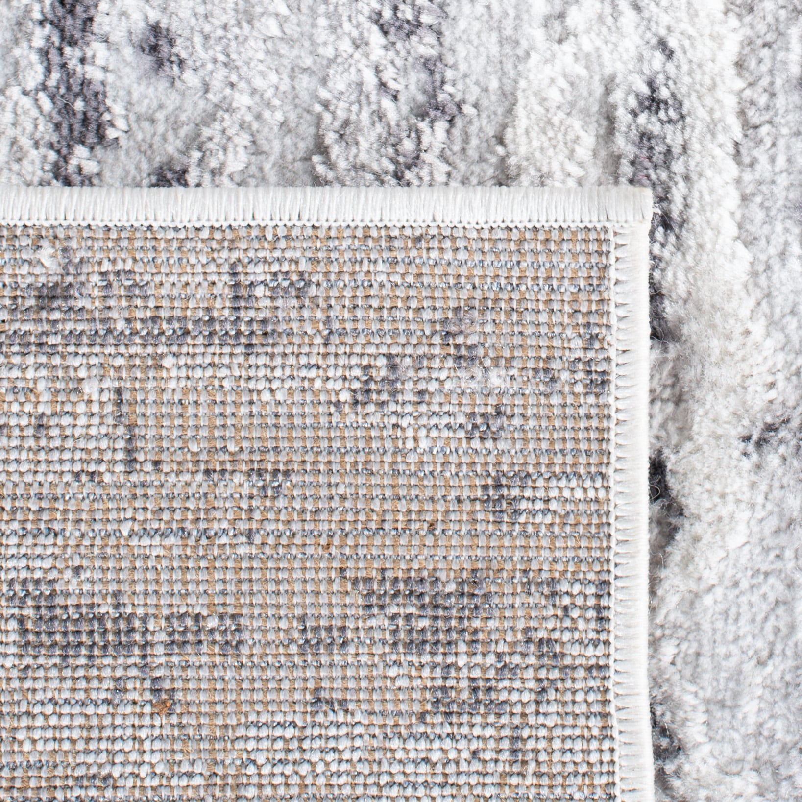 Amelia Light Grey and Charcoal Square Synthetic Area Rug