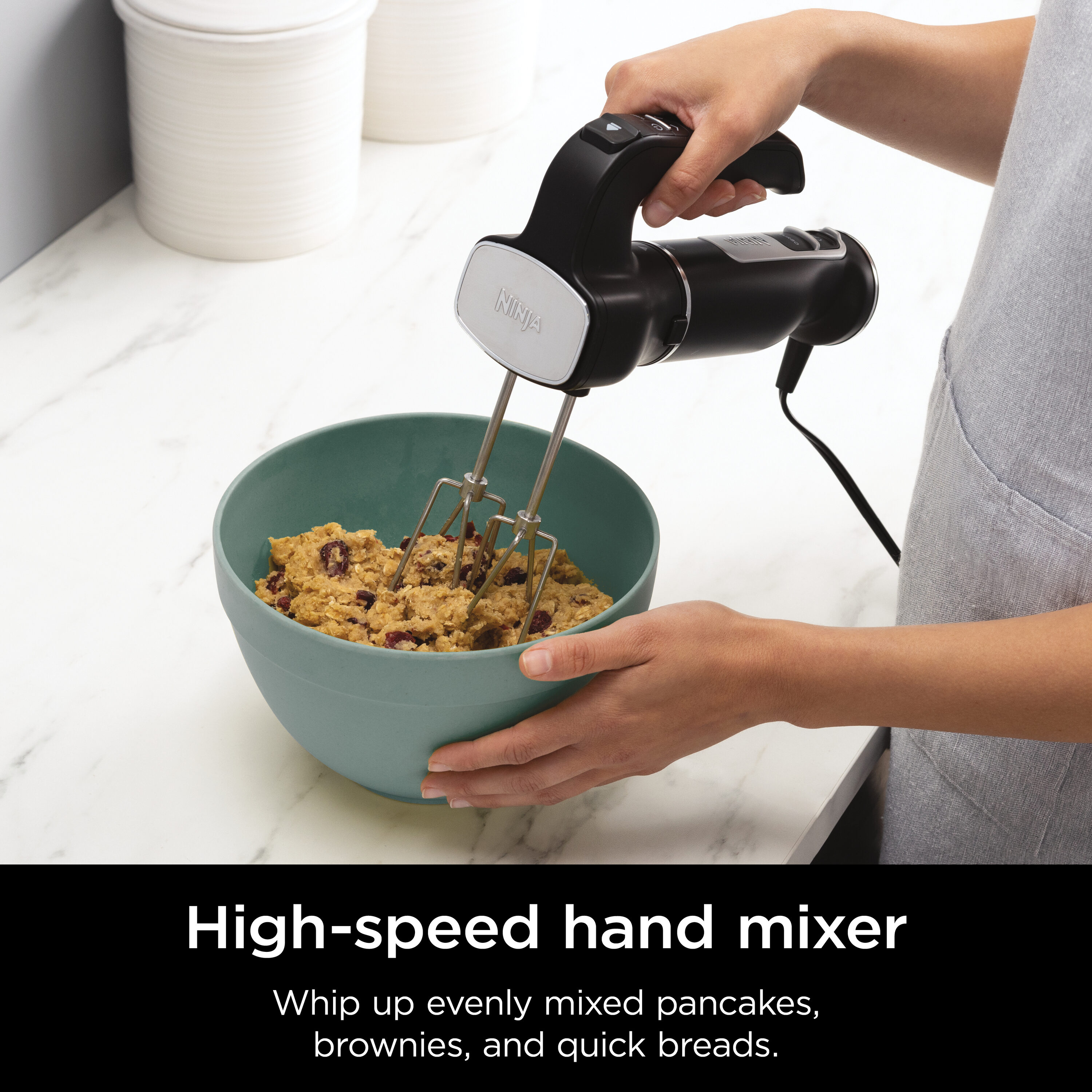 Ninja 60-in Cord 5-Speed Black Hand Mixer in the Hand Mixers department at