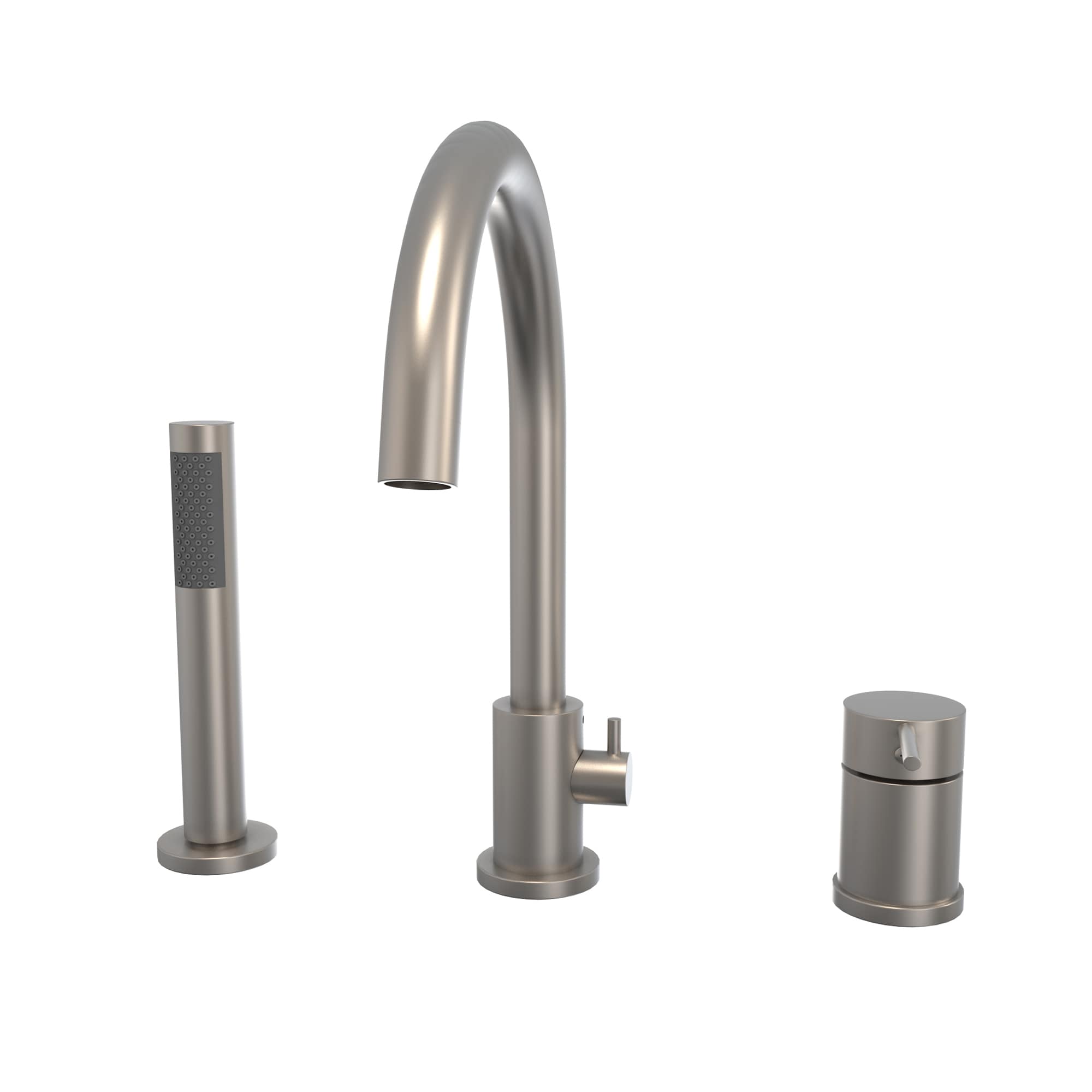MAAX 10045541-105 Keros Brushed Nickel 1-handle Deck-mount Roman Swivel Bathtub Faucet with Hand Shower