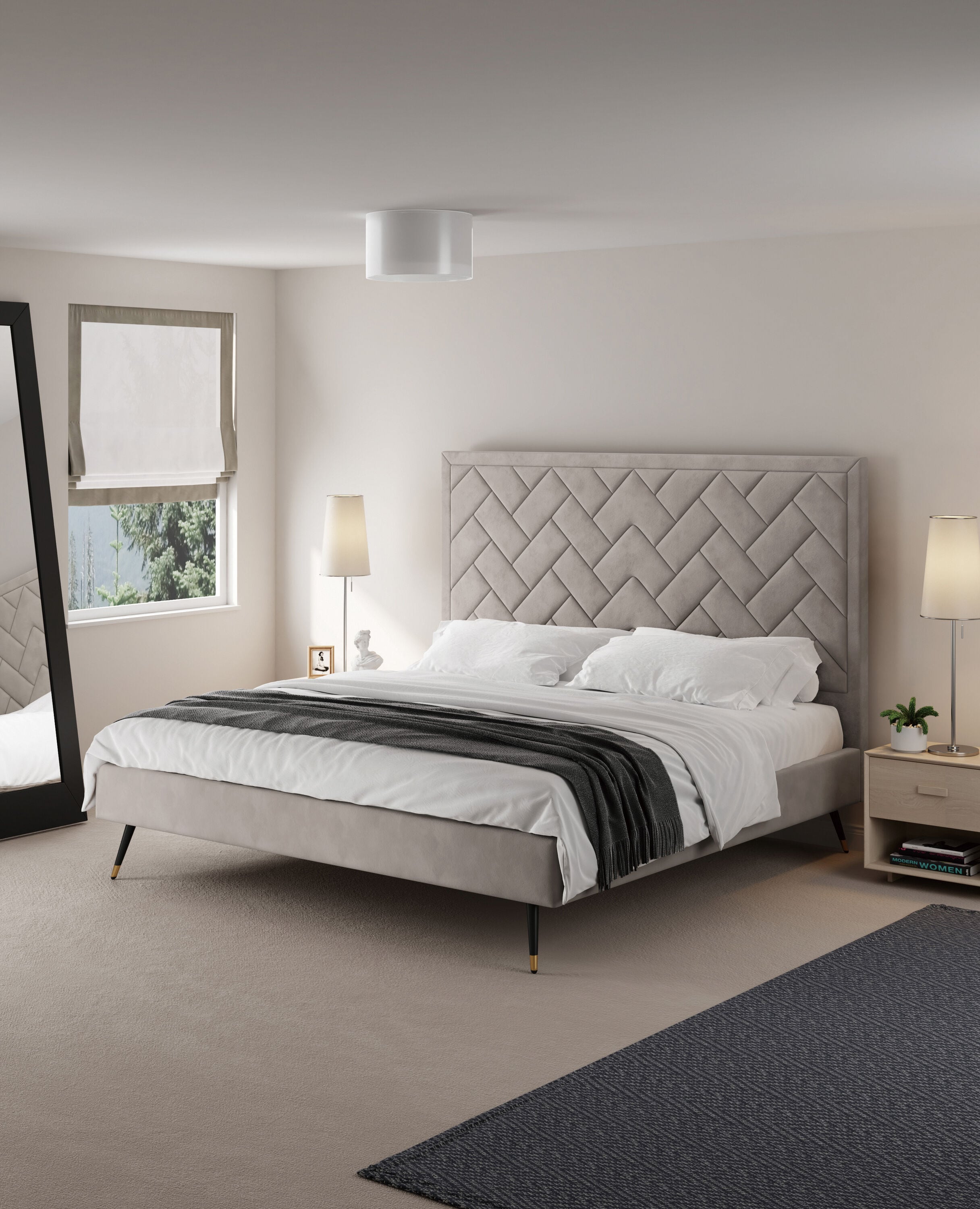 Manhattan Comfort BD009-KG-GE Greige King Bedroom Set