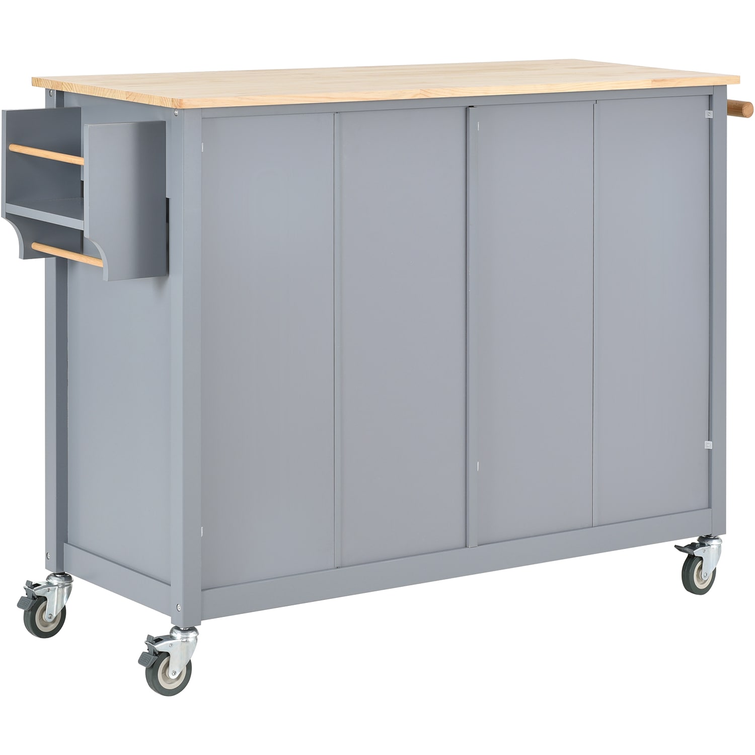Bybafun Black Mdf Base with Wood Top Rolling Kitchen Cart (18.5-in x 54.33-in x 36.22-in)