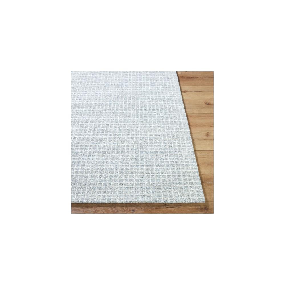 Pale Blue Tufted Wool Rectangular Area Rug, 5' x 7'