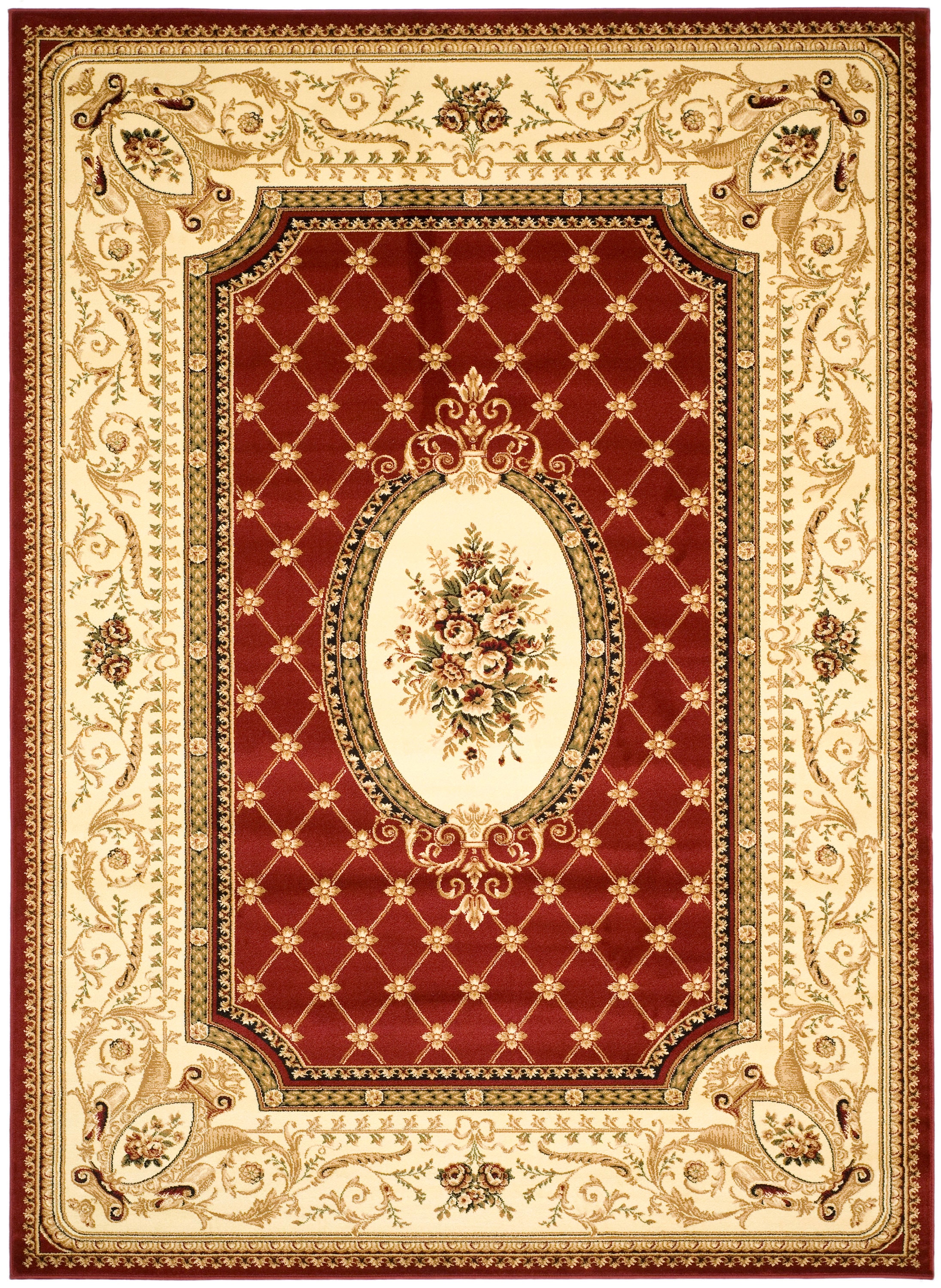 Safavieh LNH223B-8 Lyndhurst Seville 8 x 11 (ft) Loomed Polypropylene Red/Ivory Rectangular Indoor Floral/Botanical Oriental Area rug