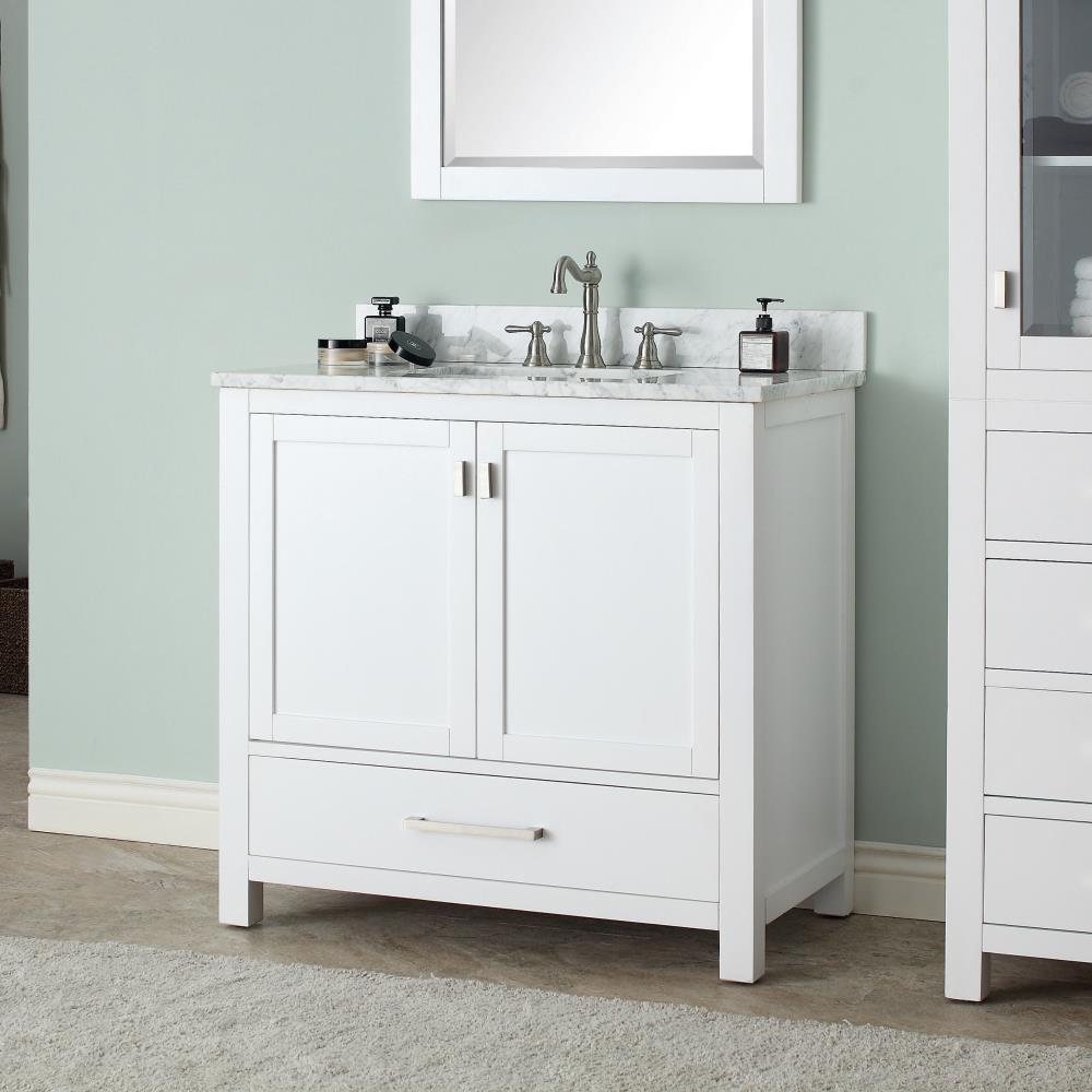 Avanity Modero 37-in White Undermount Single Sink Bathroom Vanity with ...