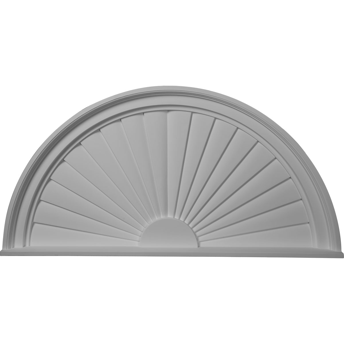 Ekena Millwork PED36X18X02SB Half Round Sunburst 36-in x 18-in Primed Polyurethane Pediment Entry Door Casing Accent