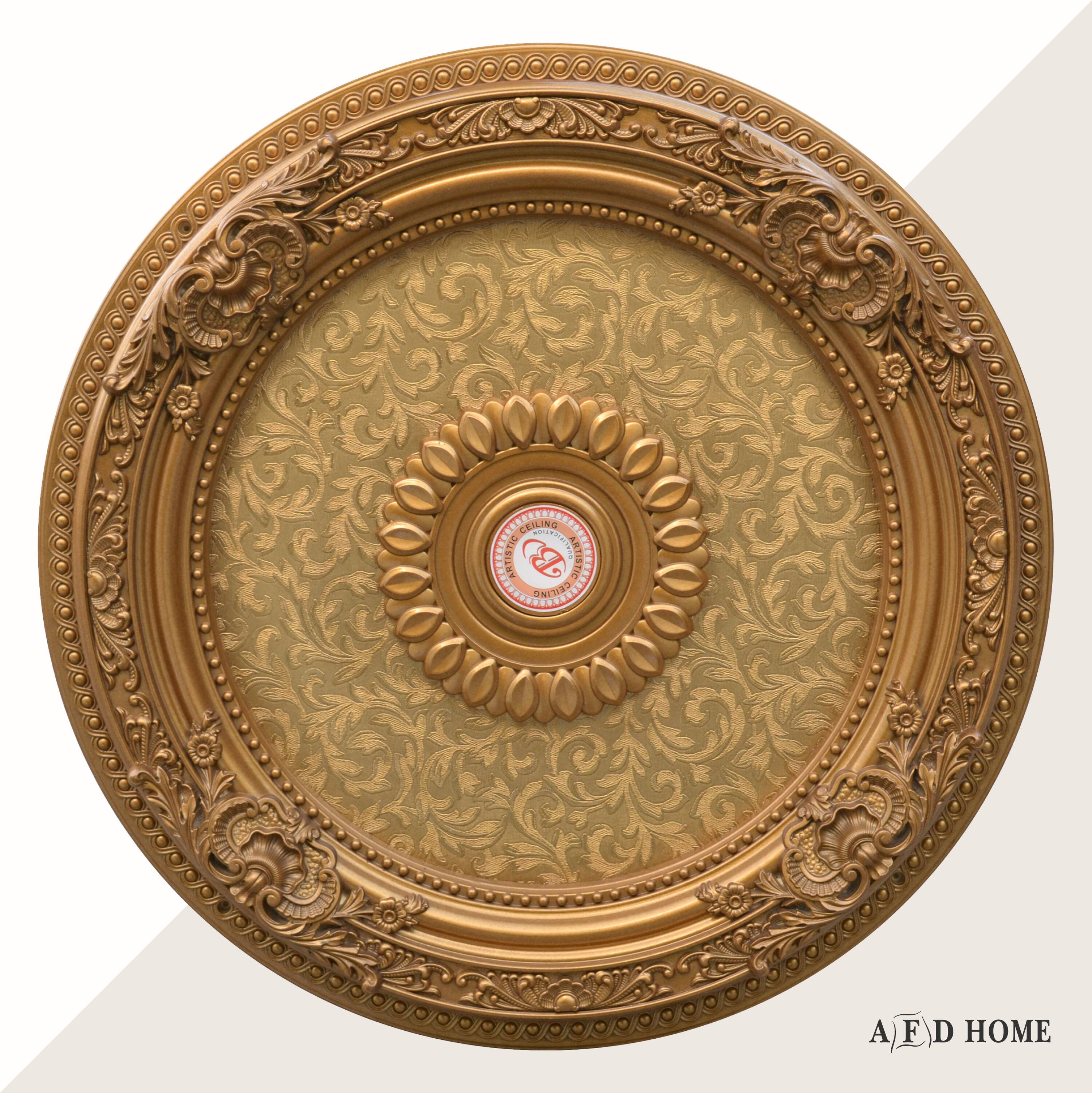 Golden Floral Polystyrene Ceiling Medallion, 24 Inches