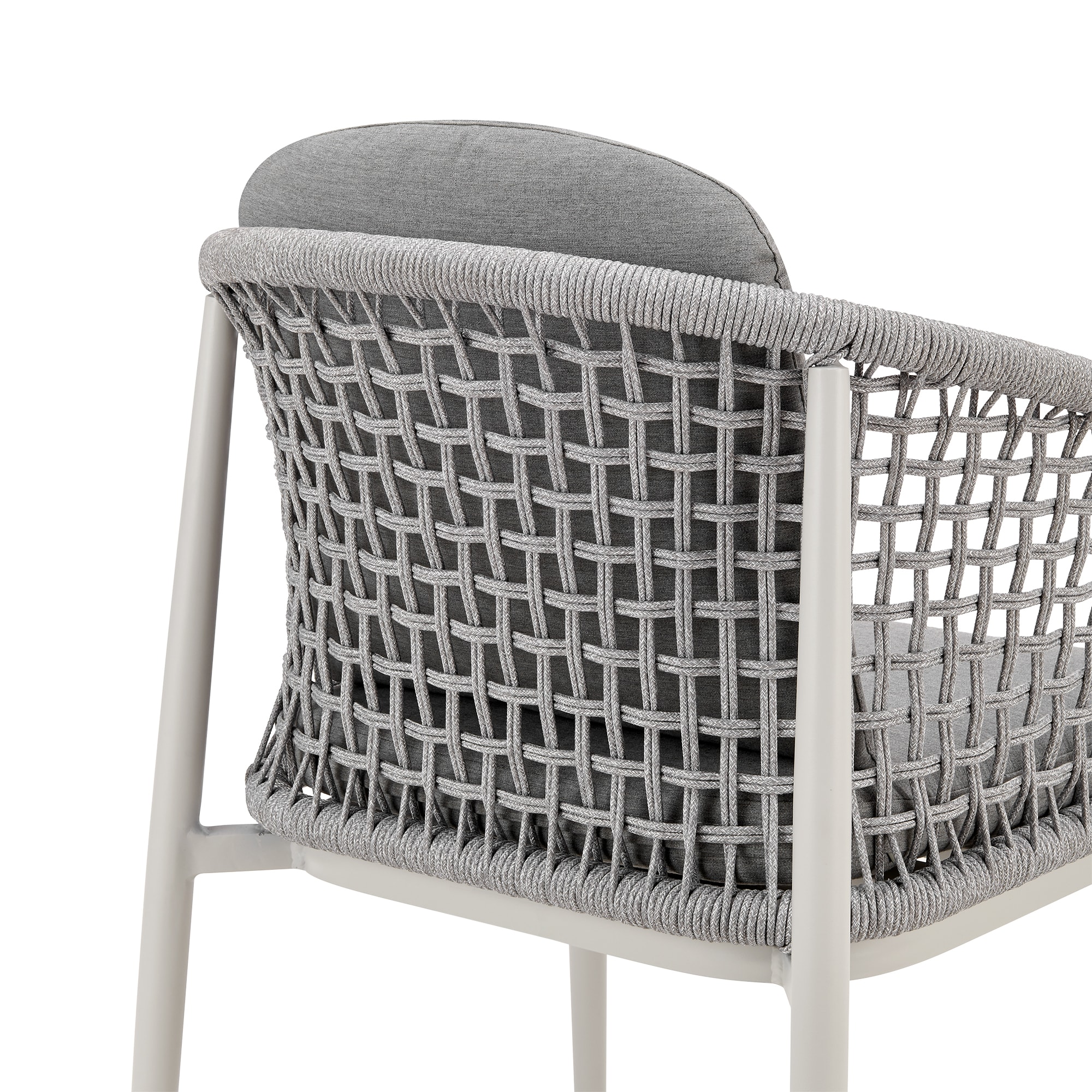 Rhodes Light Gray Aluminum Outdoor Dining Chair Set with Cushions