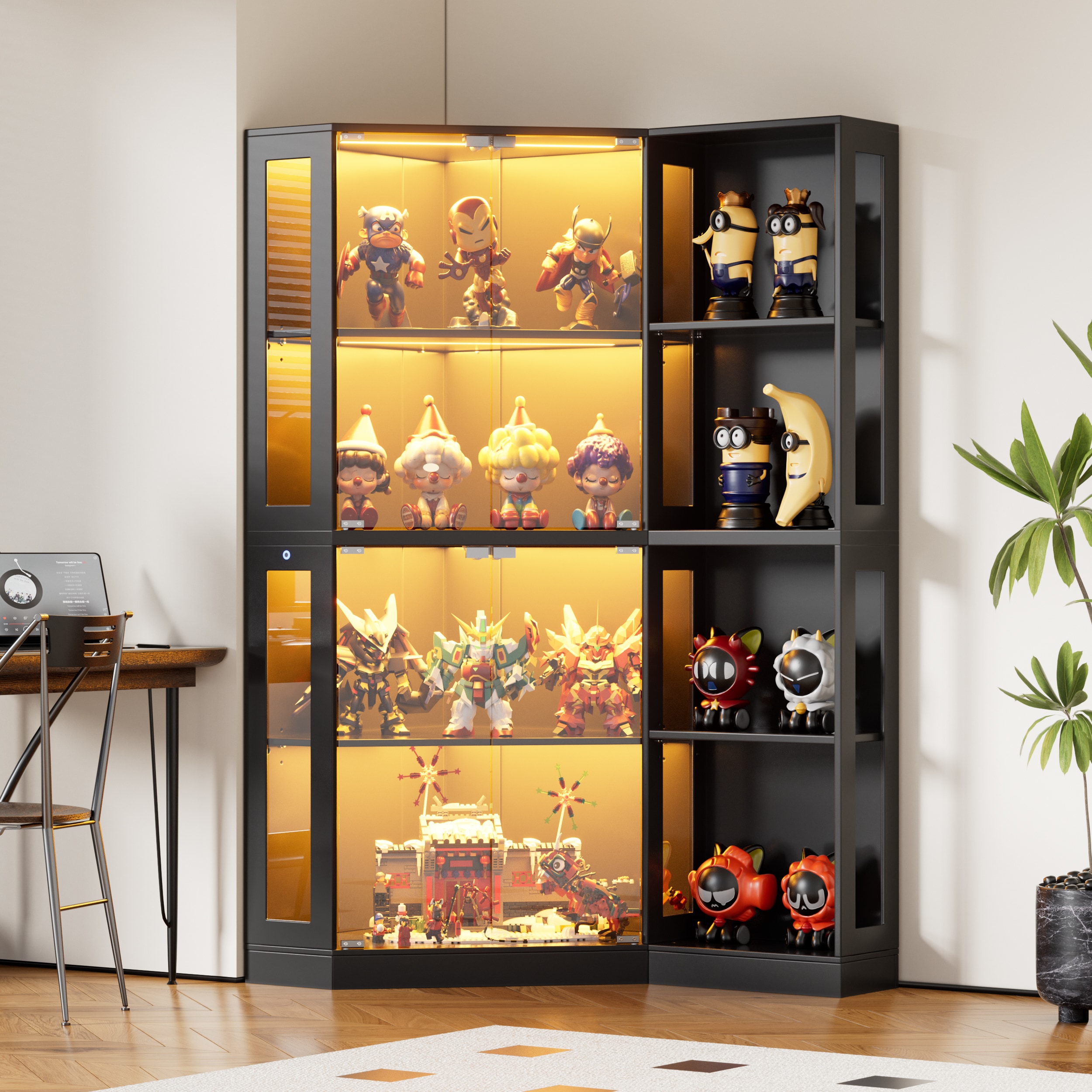 PAKASEPT - 39.4-in W 4 -Door Black Accent Cabinet