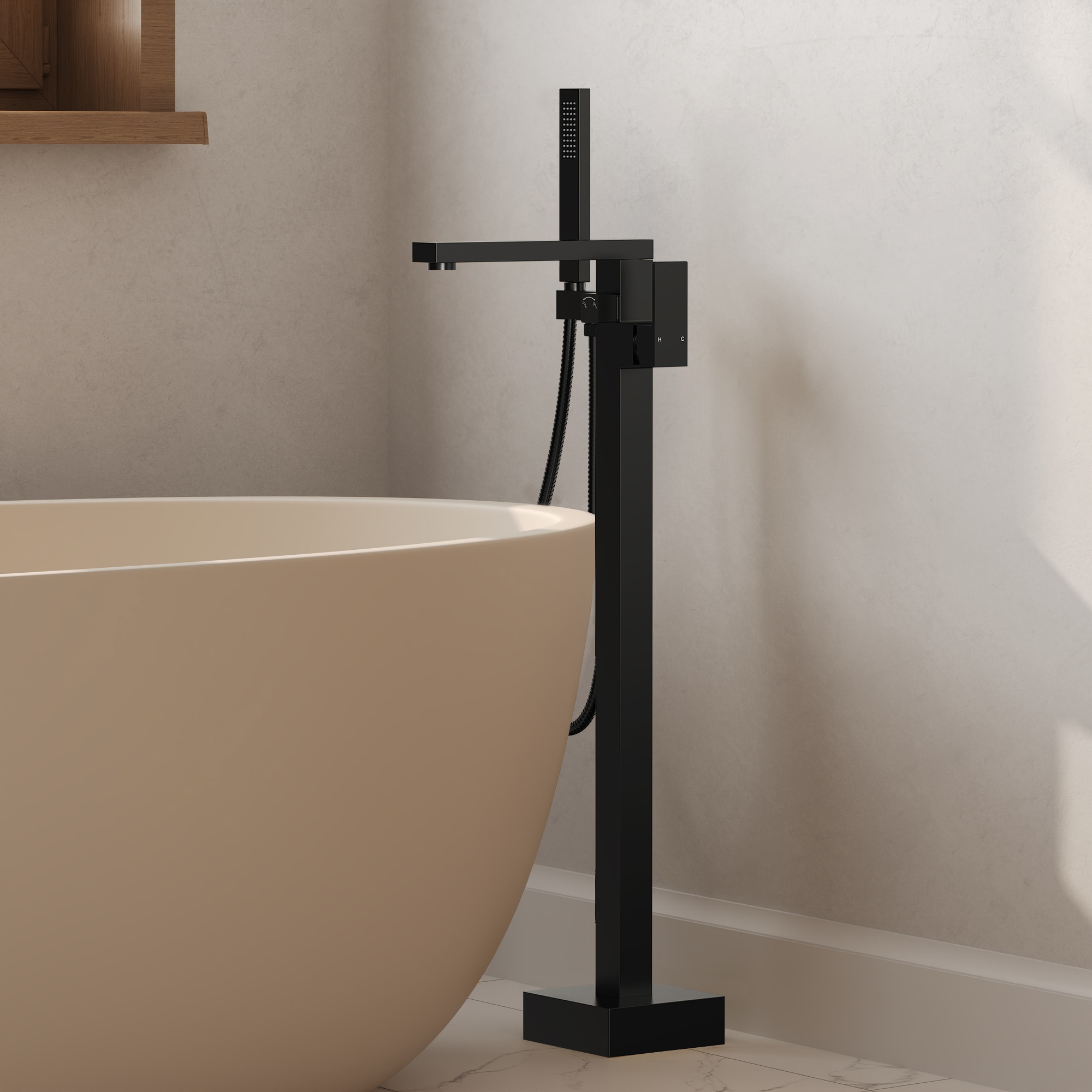  Single Handle Freestanding Tub Faucet with Hand Shower Matte Black