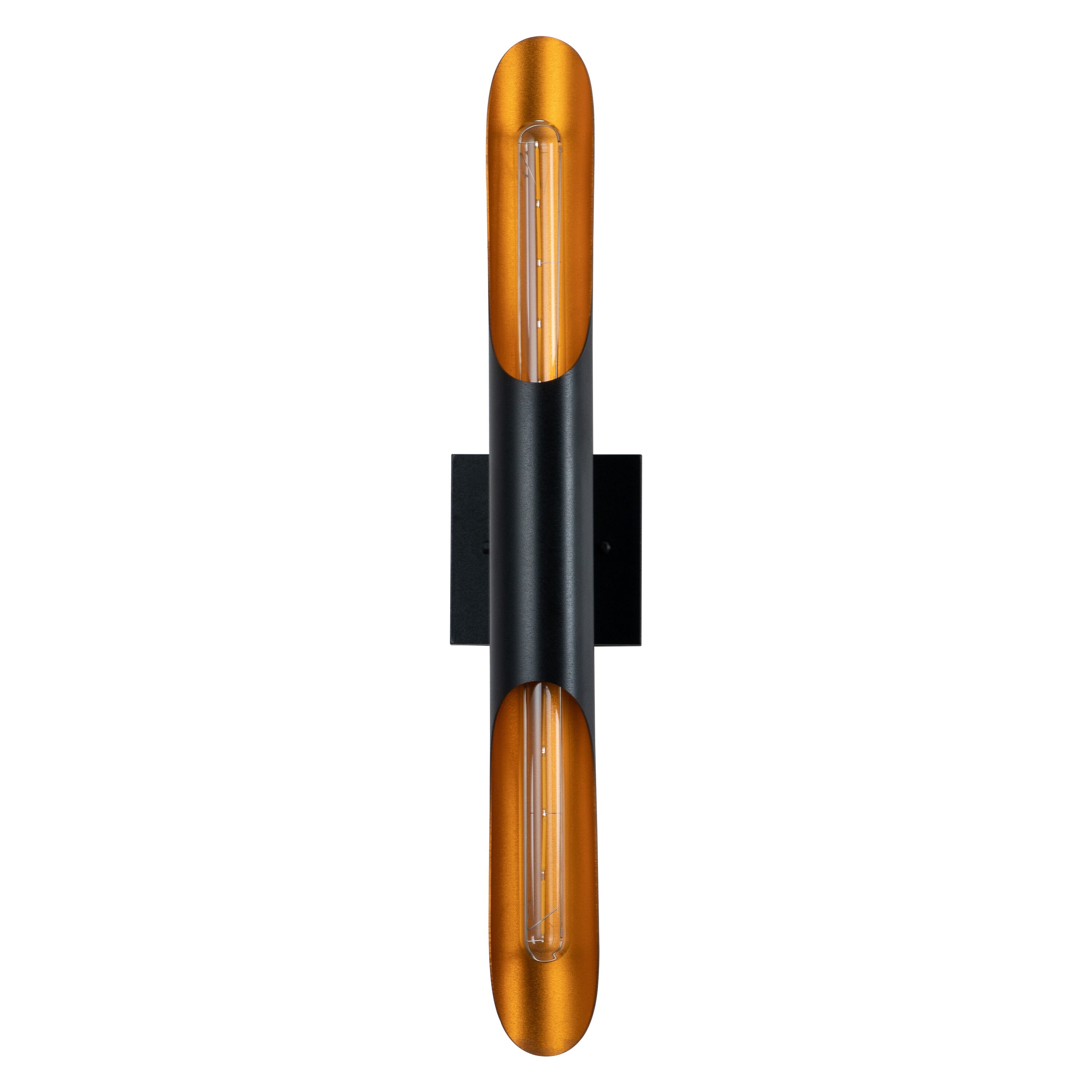 Elegant Matte Black and Gold Die-Cast Aluminum Wall Sconce