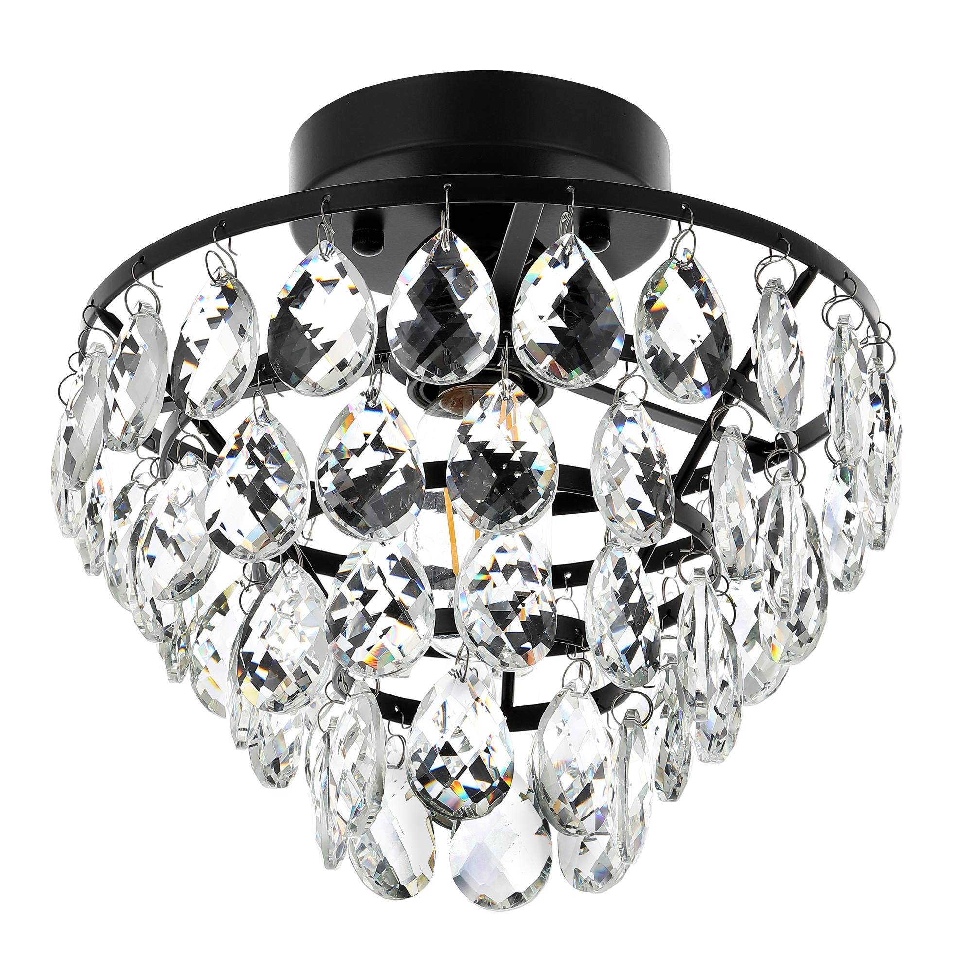 GETLEDEL LEFM-TR02-BK 1 -Light 9.5-in Matte Black Semi Flush Mount Light