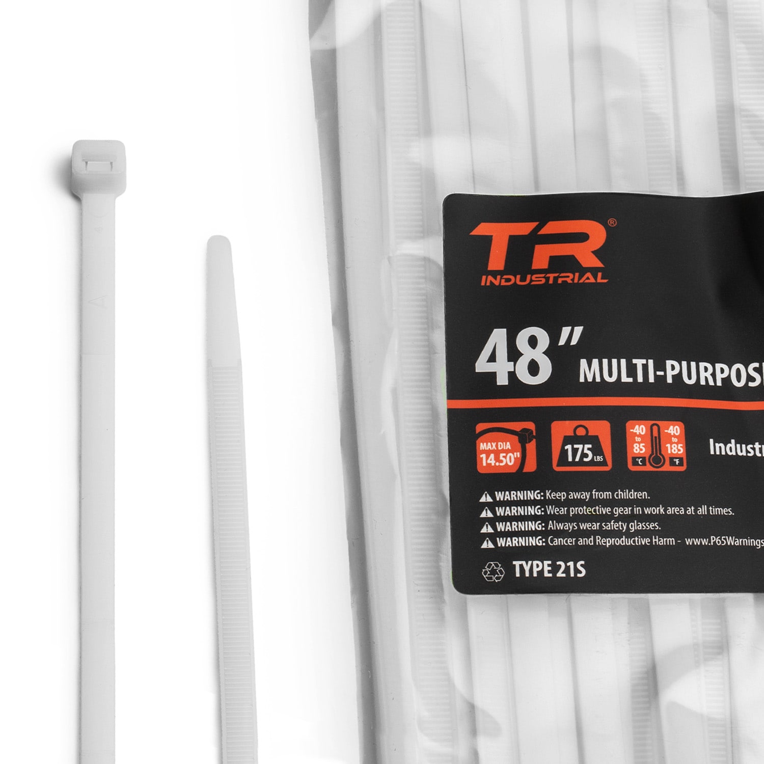 TR Industrial TR88308N 48-in Nylon Zip ties White ( 50 -Pack)