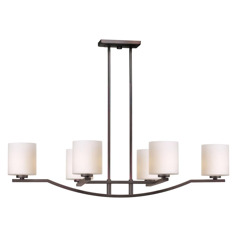 Page 6-Light Antique Bronze Modern/Contemporary Opal Glass Cylinder Led, Large Hanging Kitchen Island Light | - Forte Lighting 2739-06-32