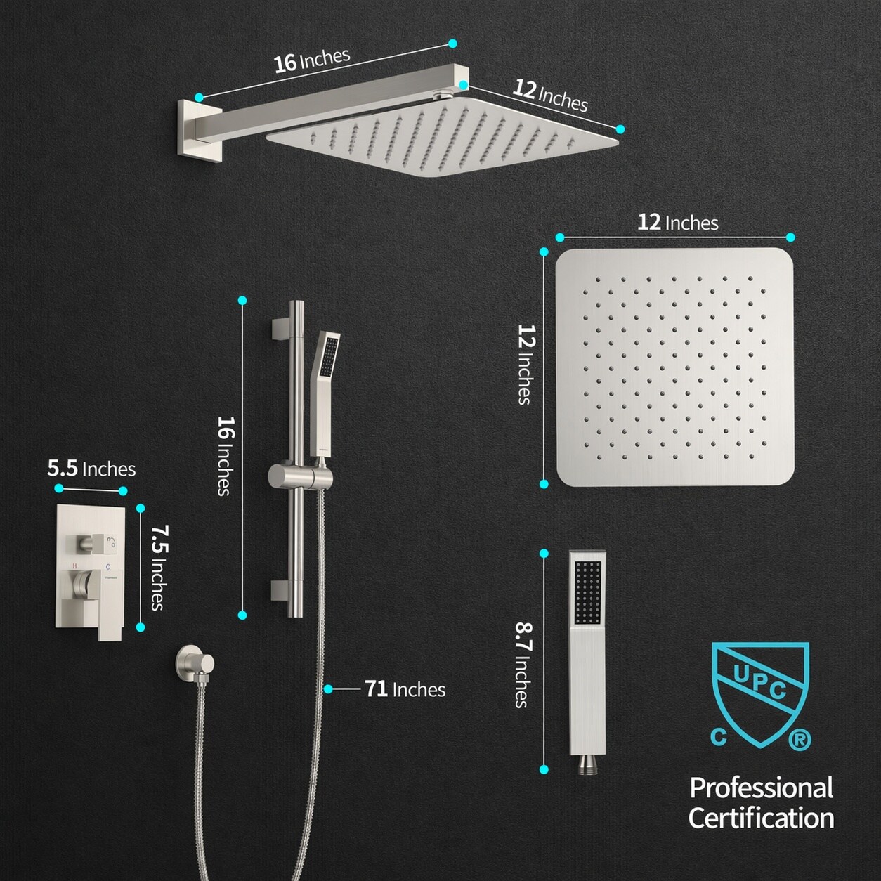 KIWDZFU LKI0728B113 Showerhead-Bar-Panels - View #5