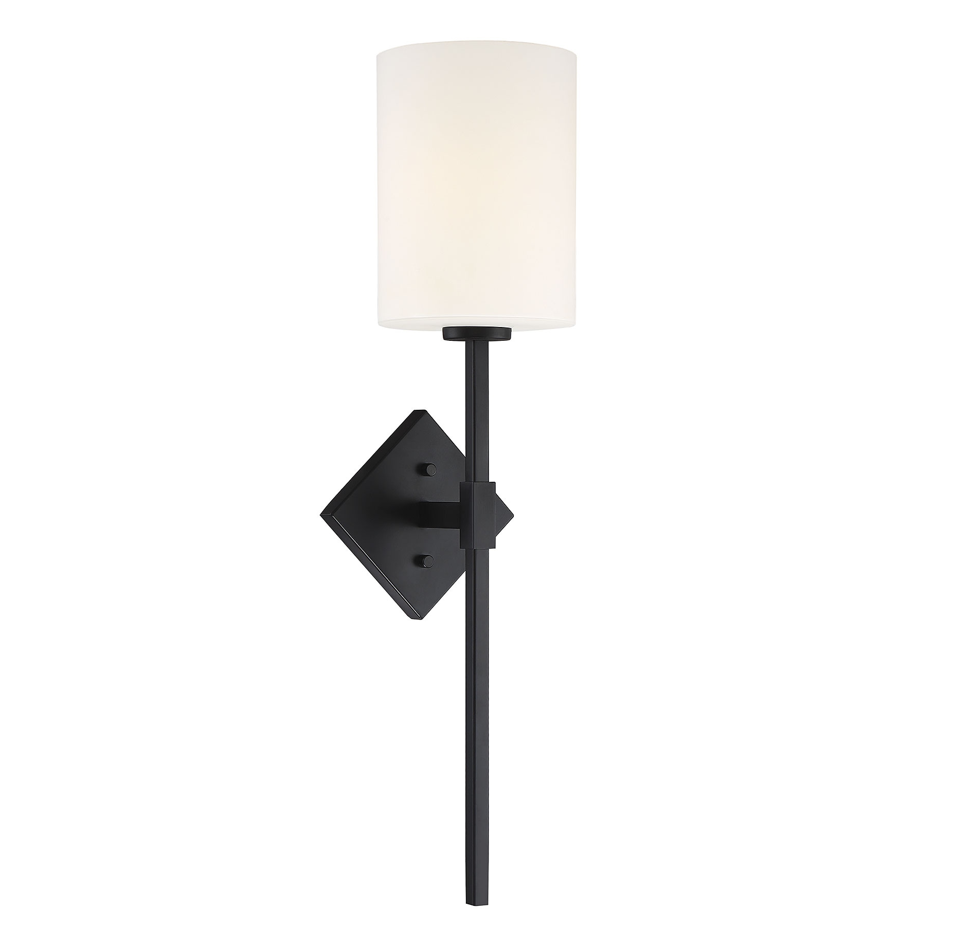 Destin Matte Black 1-Light Wall Sconce with Opal Glass Shade