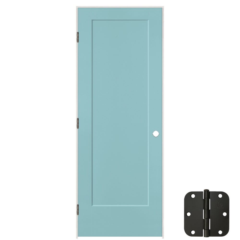 Masonite 5071534 30-in x 80-in Sea Mist Solid core 1-panel square Right hand Smooth Prefinished Molded composite Flat Jamb Single Prehung Interior Door