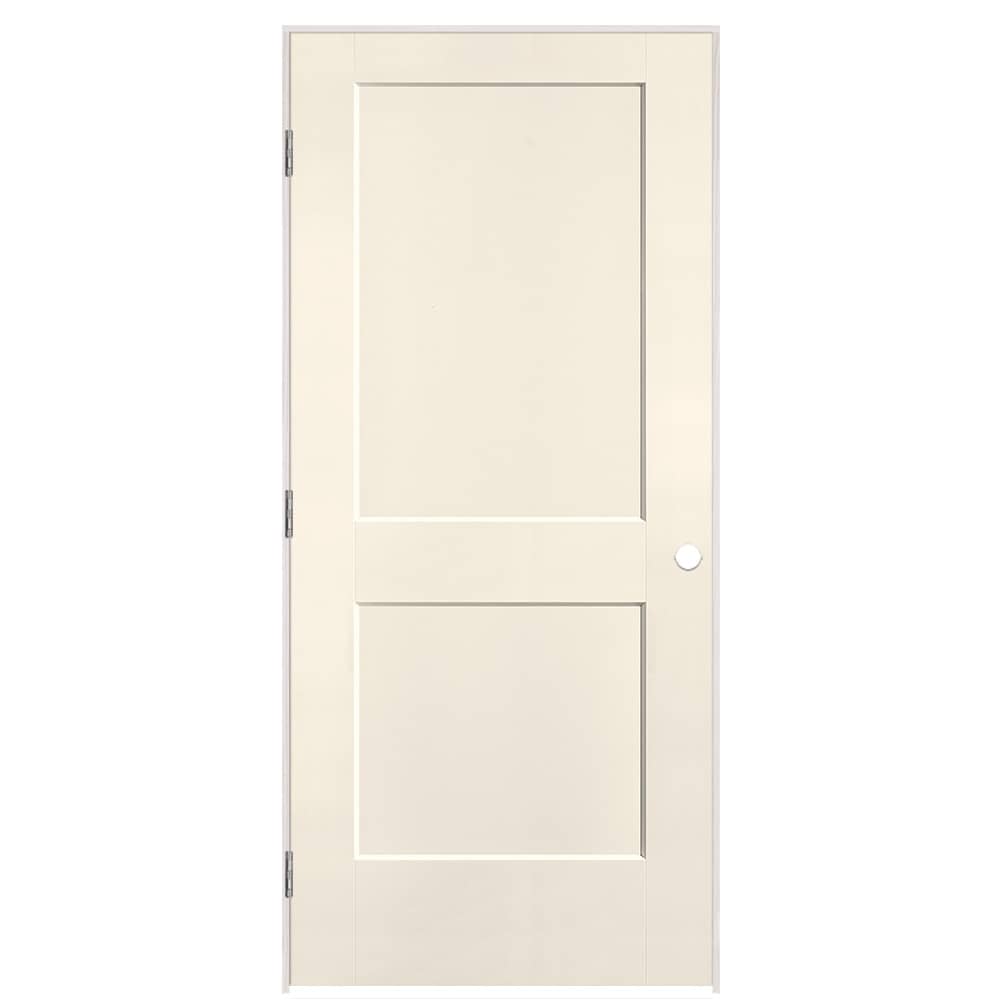 Masonite 895961 36-in x 80-in Moonglow Solid core 2-panel square Right hand Smooth Prefinished Molded composite Flat Jamb Single Prehung Interior Door