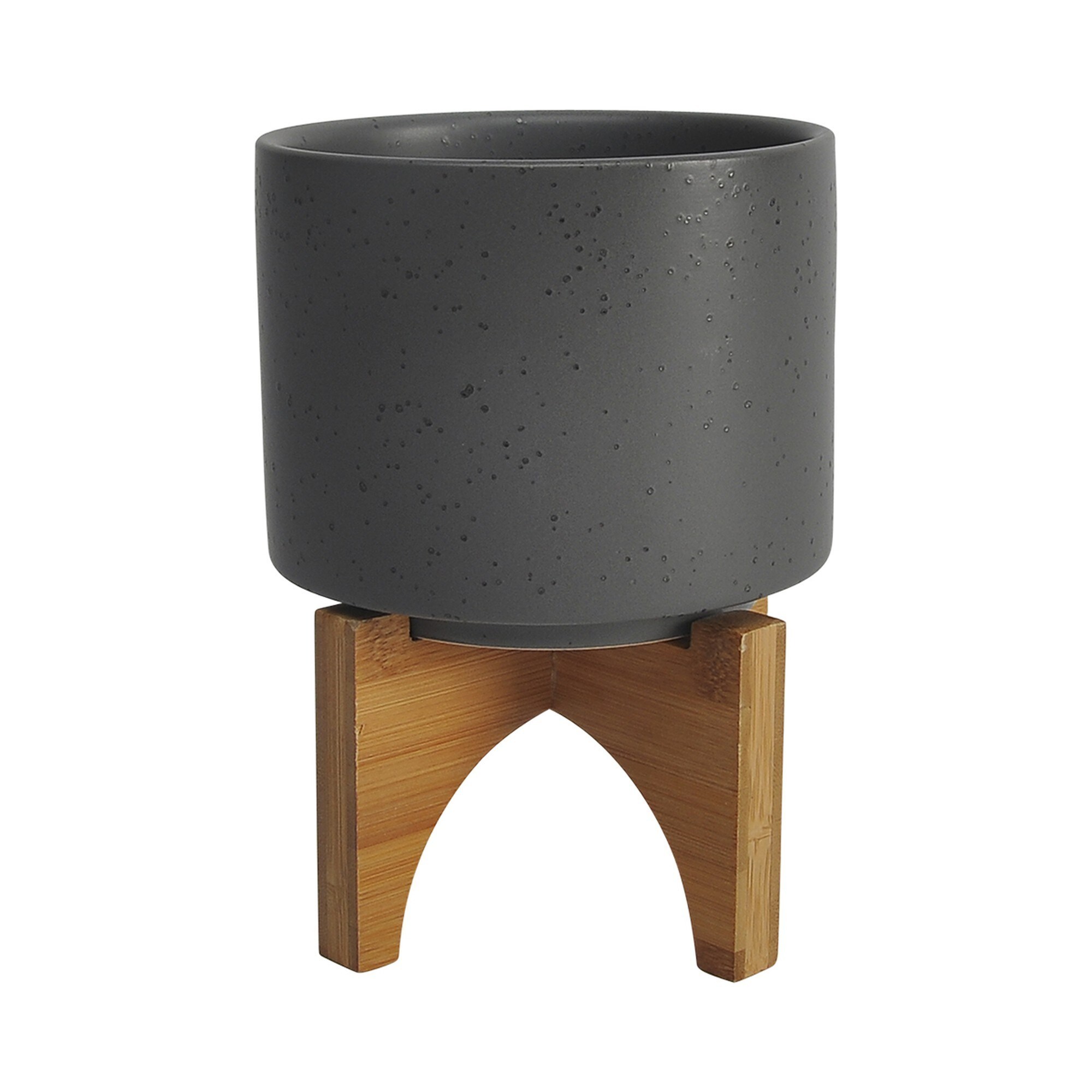 Benzara BM266299 Round 5-in W x 7-in H Gray Ceramic Indoor/Outdoor Planter
