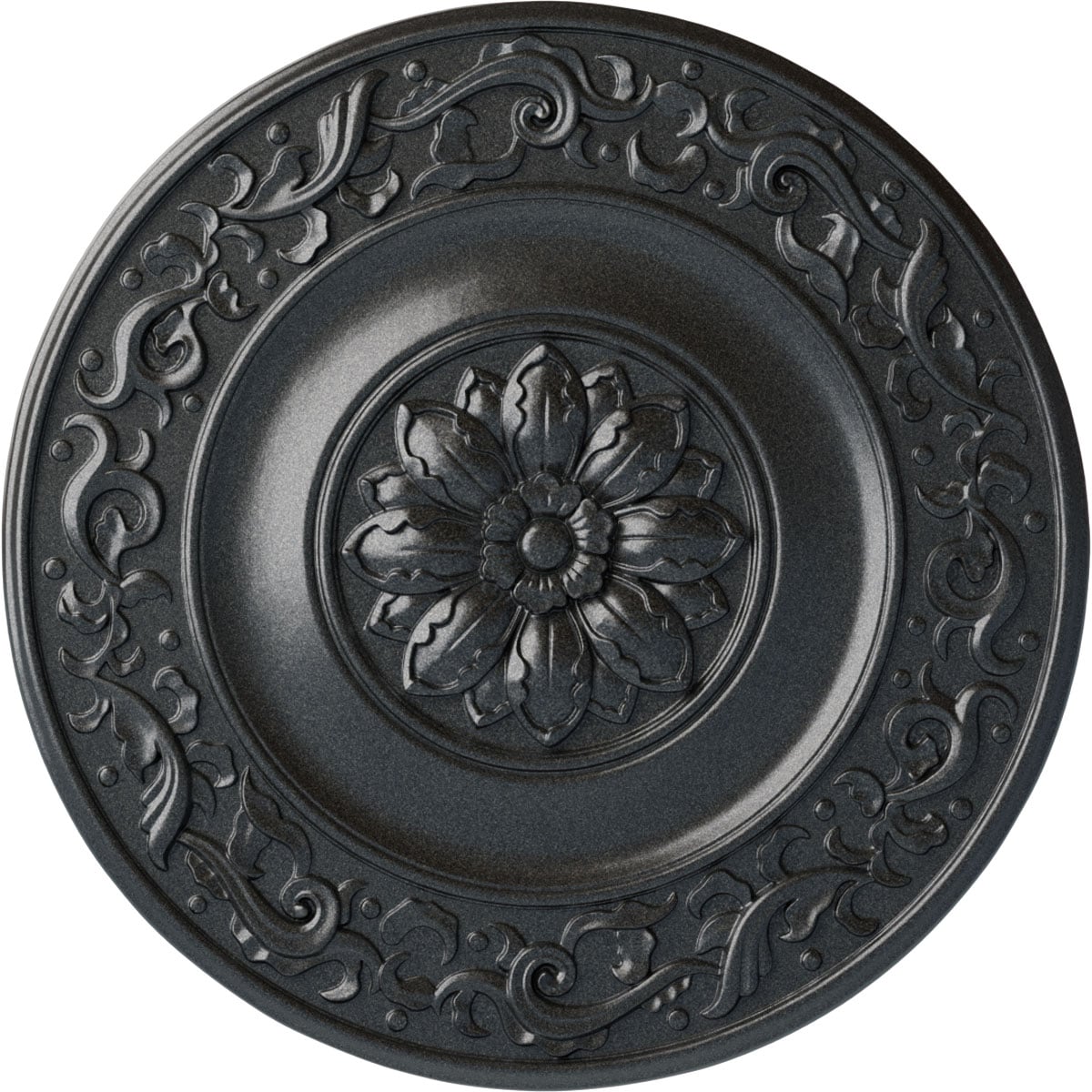 Ekena Millwork CM47MIPES Milan 51-in W x 51-in L Painted Pewter Polyurethane Whole Ceiling Medallion