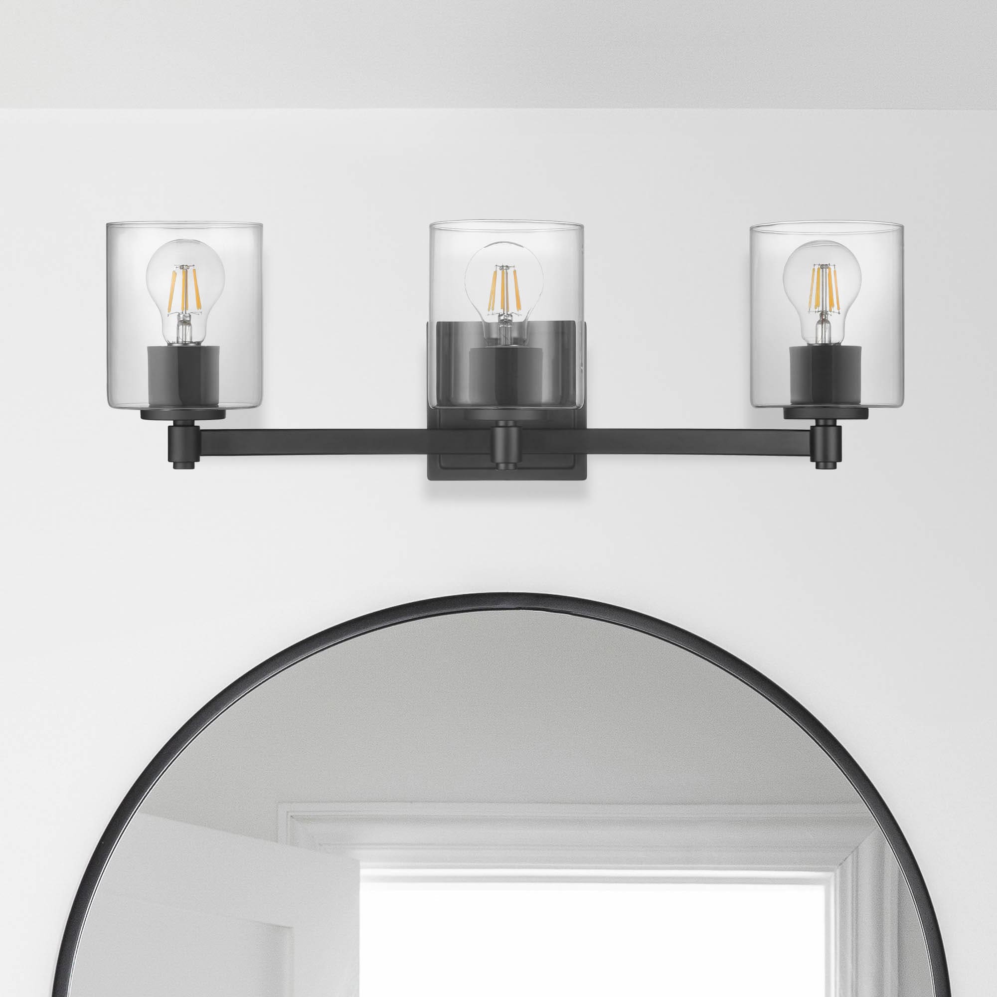 allen + roth 43450 Benton 24-in 3 -Light Matte Black Transitional Vanity light