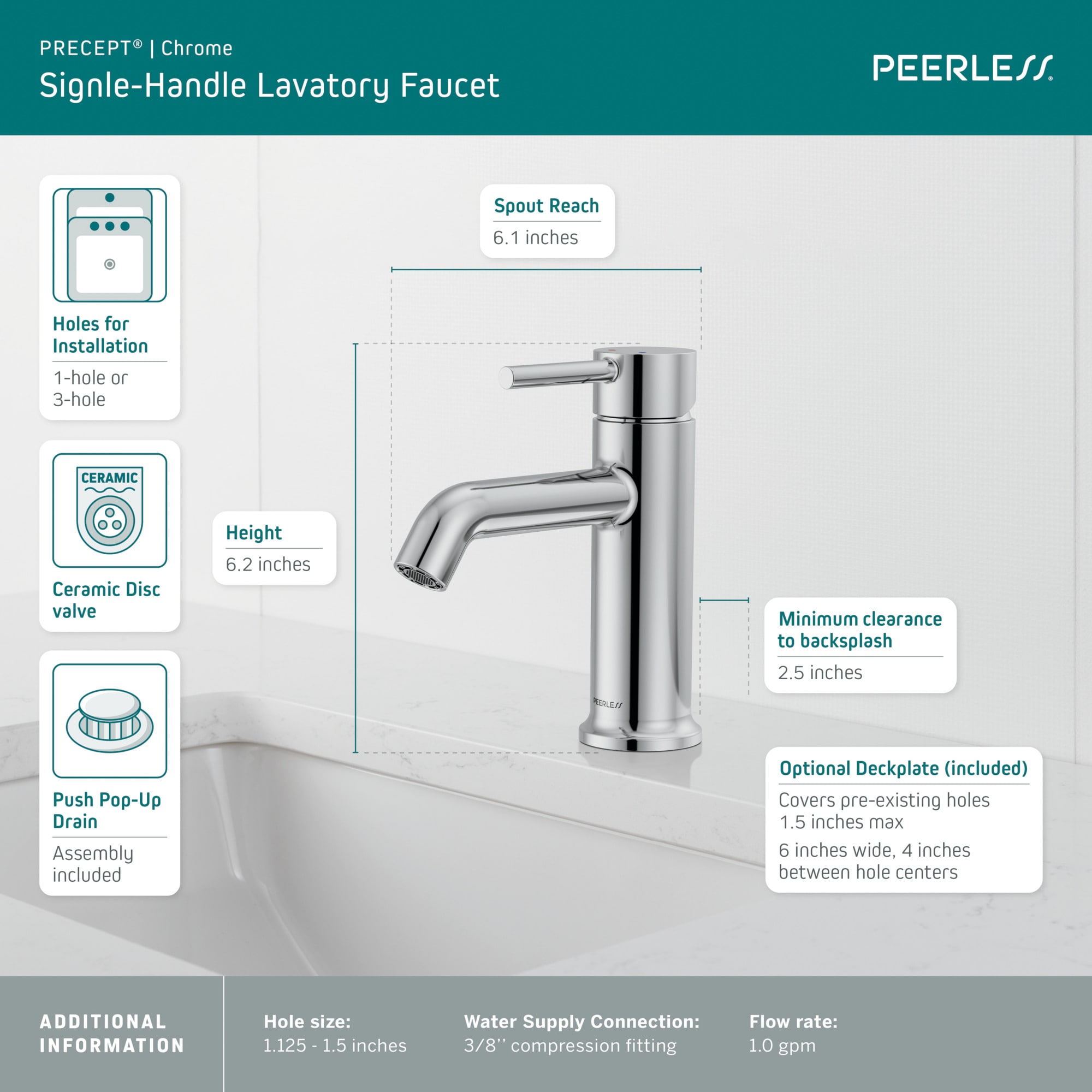 Peerless P1647LF Lavatory-Faucets - View #3
