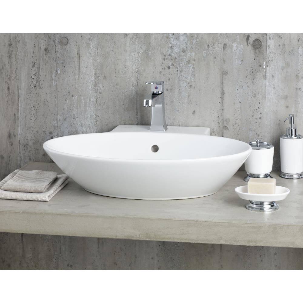 Cheviot 1277WH1 Geo Fire clay Vessel Round Modern White Bathroom Sink ( 19.5-Inches x 23.63-Inches )