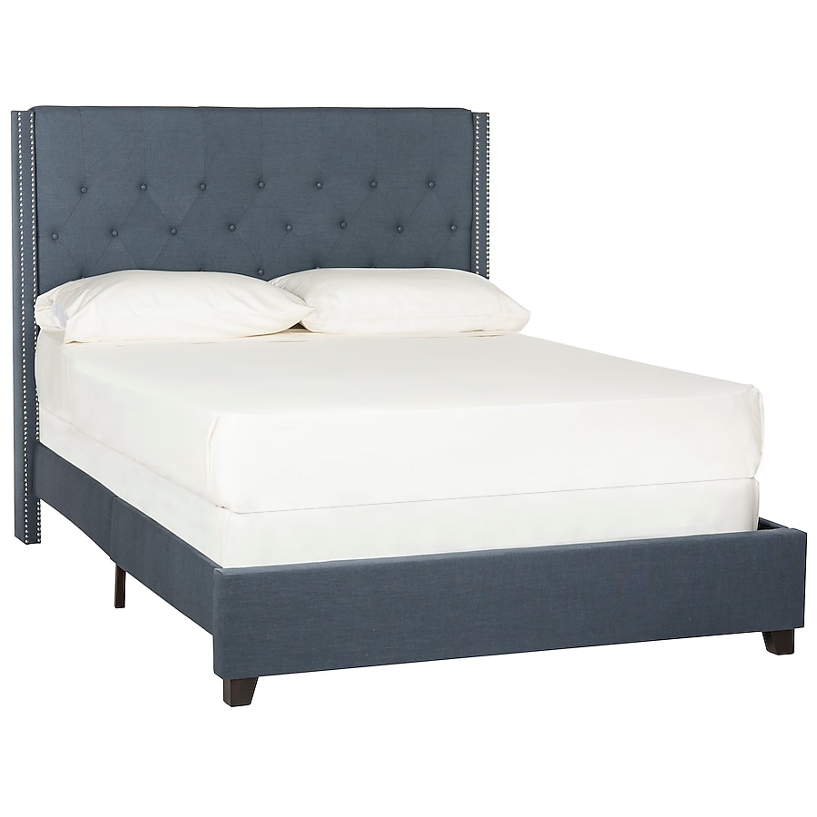 Safavieh Winslet Navy Queen Upholstered Bed Safavieh Winslet Navy Queen Upholstered Bed