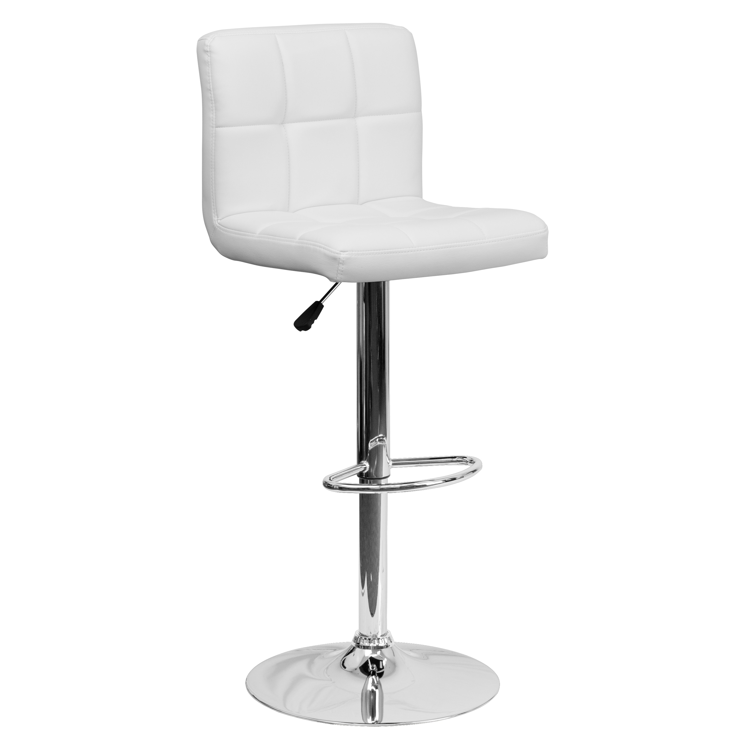 Flash Furniture 847254024051 White 25.25-Inches H Adjustable Height Counter height Square seat Upholstered Swivel Metal Bar Stool and Back