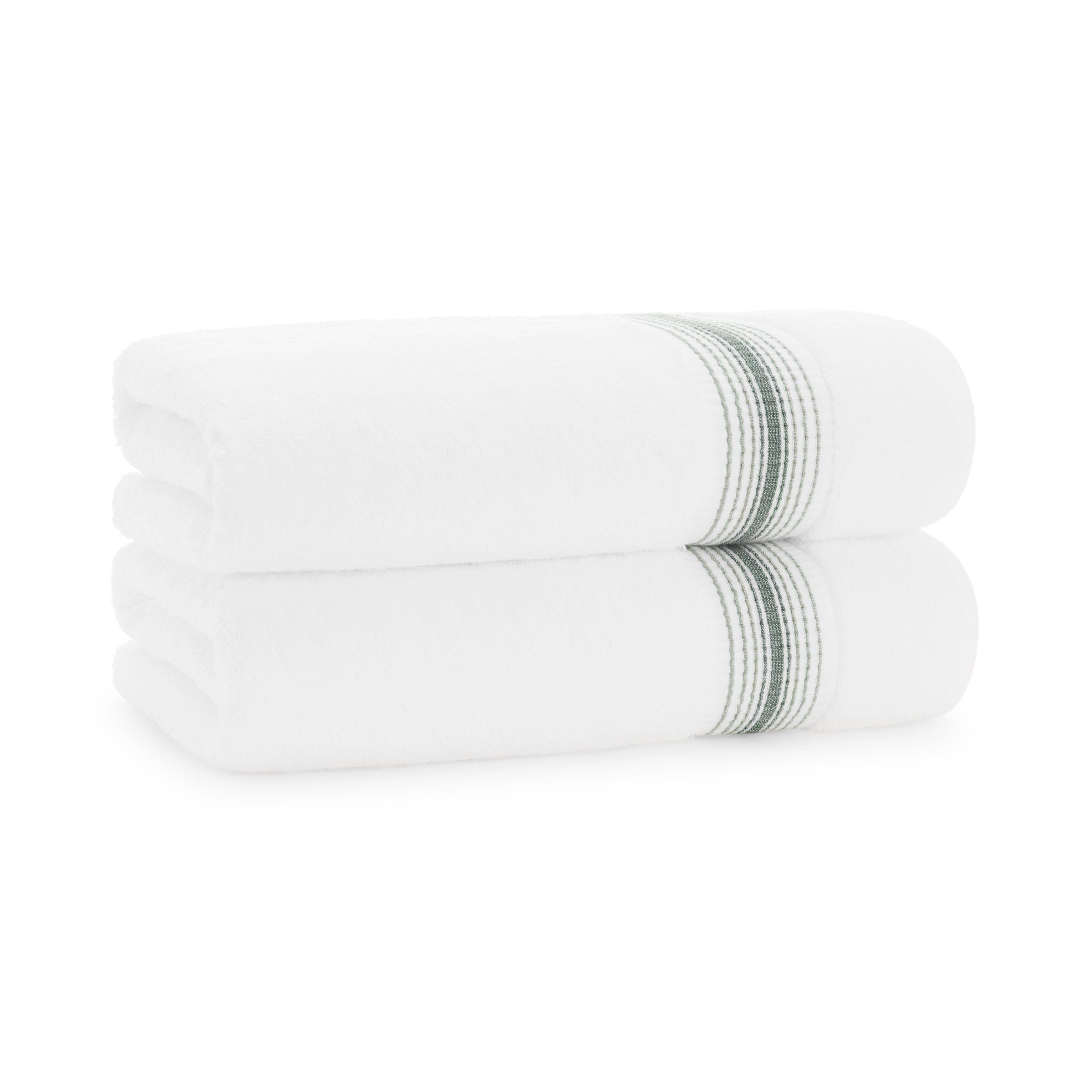 Arkwright Home Aston and Arden Turkish Striped Bath Towel 30x60 Sage - Pack of 2
