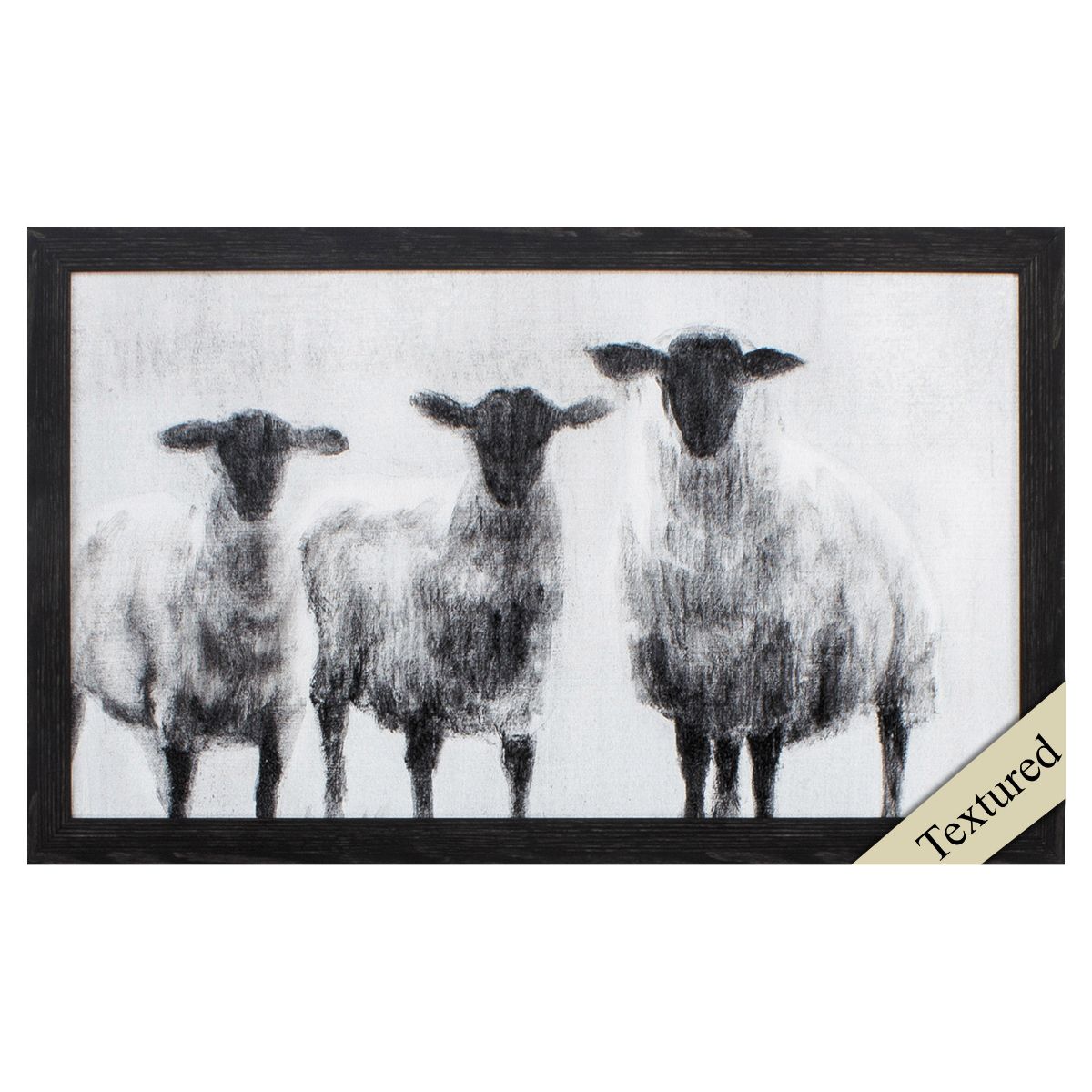 HomeRoots 365885 Black Wood Framed 18-Inches H x 30-Inches W Animals Wood Painting